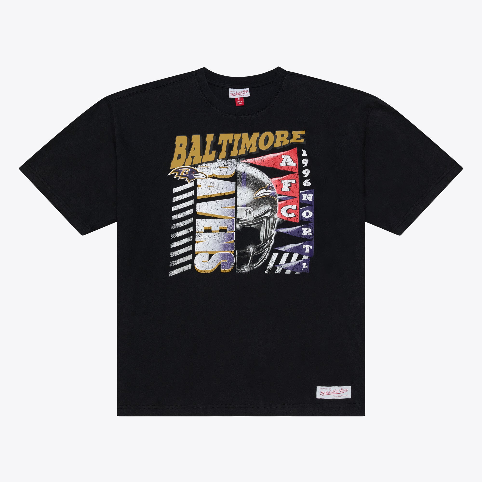 T-shirt à manches courtes Mitchell & Ness noir Baltimore Ravens Core Essentials Street Graphic pour homme