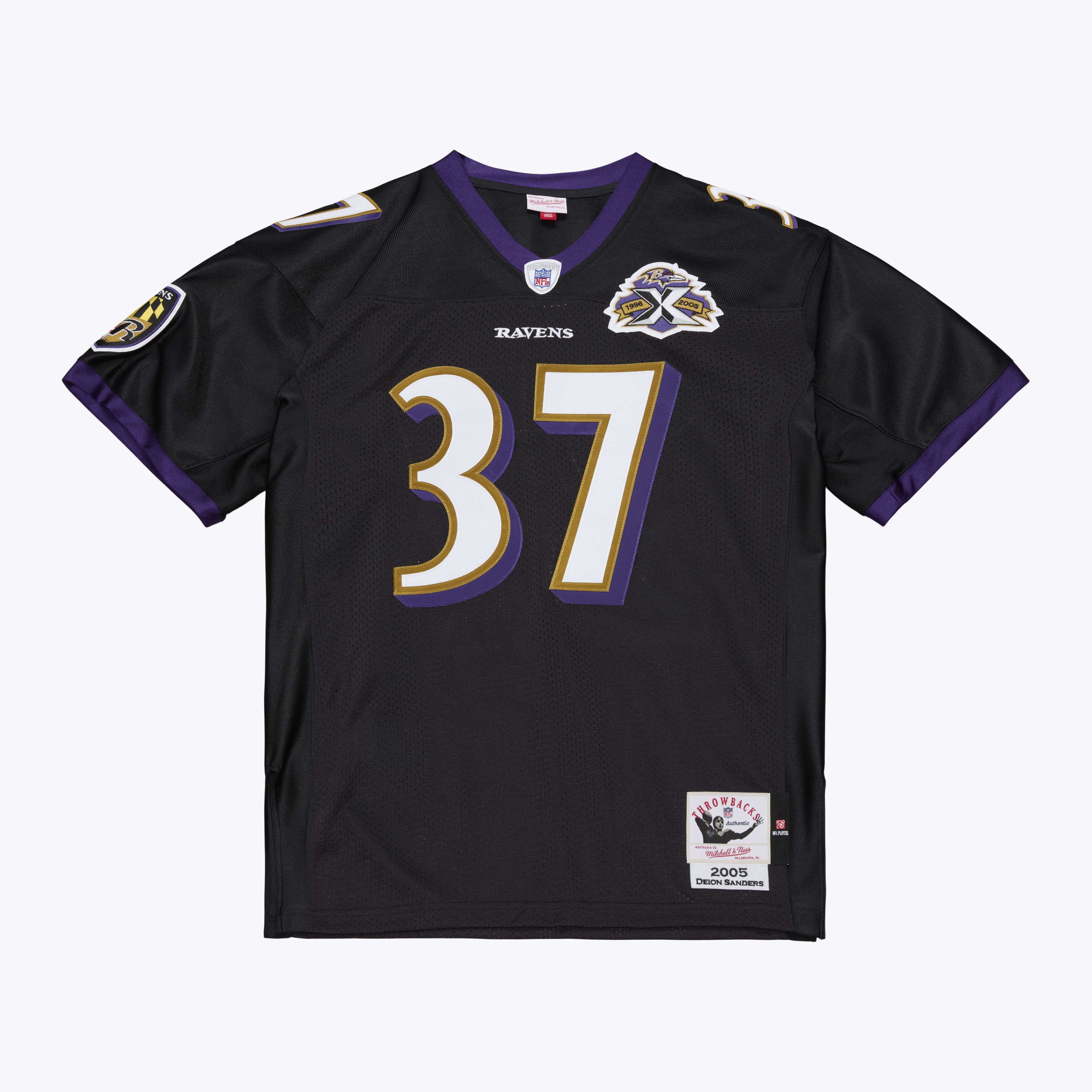 Men's Mitchell & Ness Deion Sanders Black Baltimore Ravens 2005 Authentic Throwback Jersey