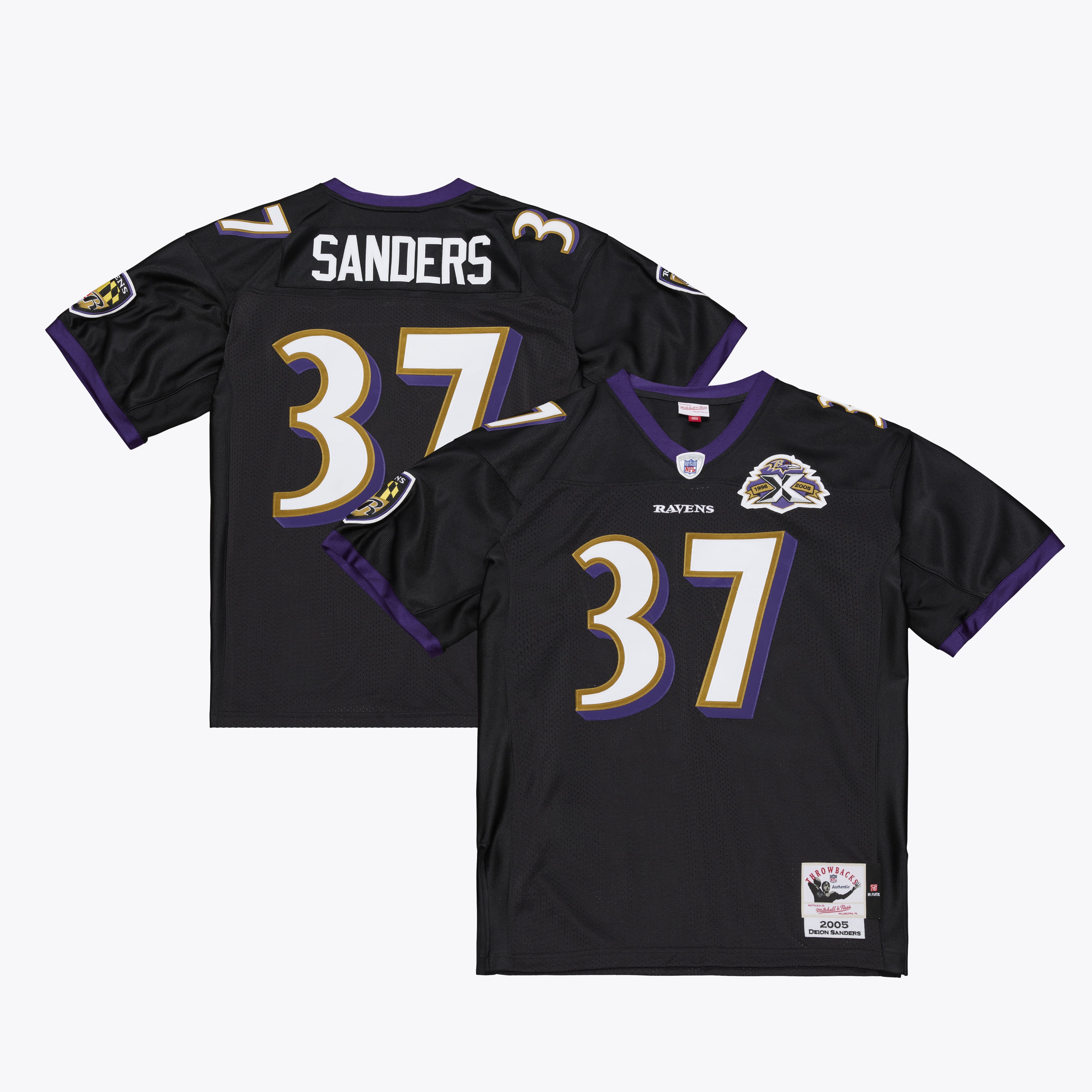 Men's Mitchell & Ness Deion Sanders Black Baltimore Ravens 2005 Authentic Throwback Jersey