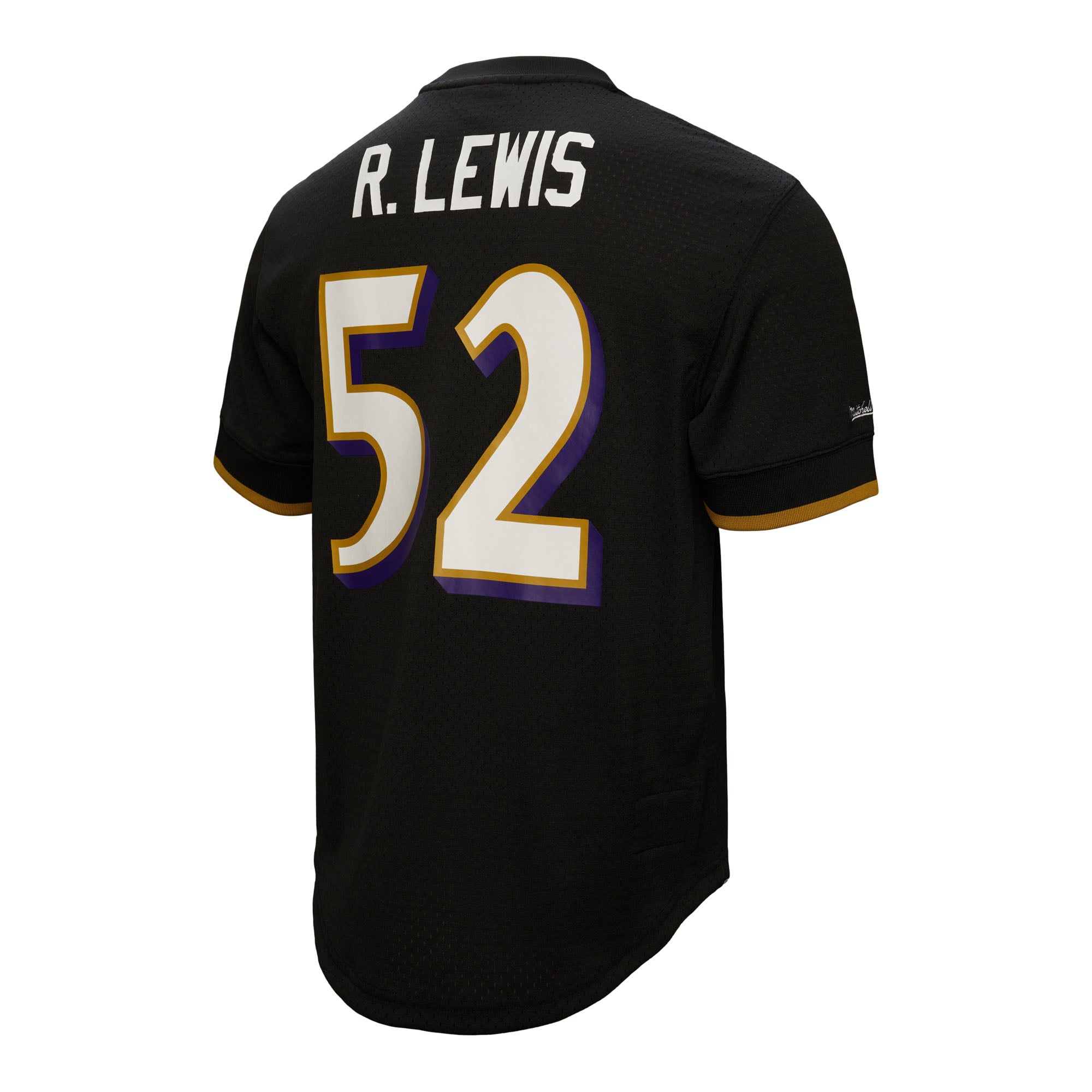 T-shirt en maille Mitchell & Ness pour homme, noir, à l'effigie de Ray Lewis, joueur retraité des Ravens Baltimore.