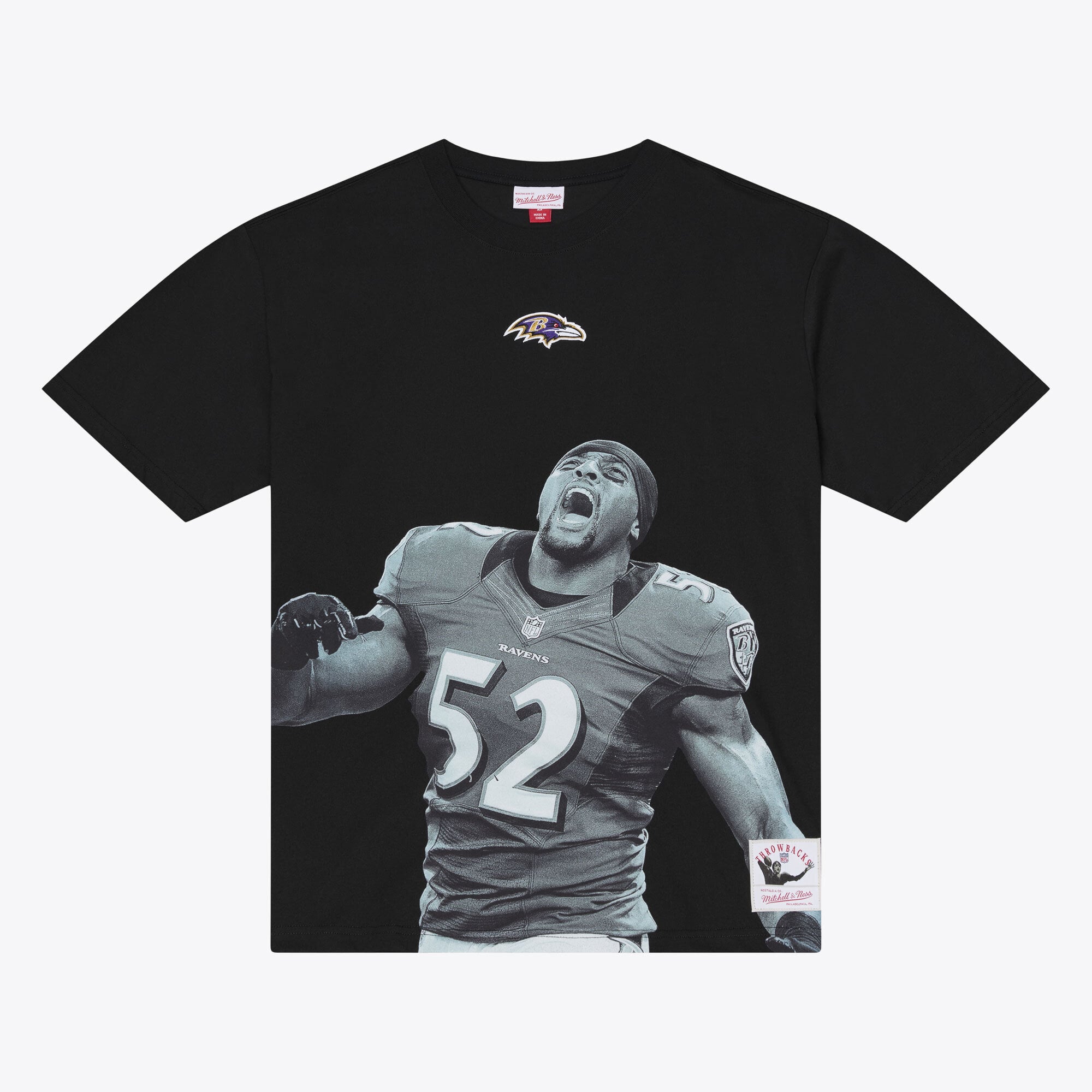 Men's Mitchell & Ness Ray Lewis Black Baltimore Ravens Retired Solo Player T-Shirt
