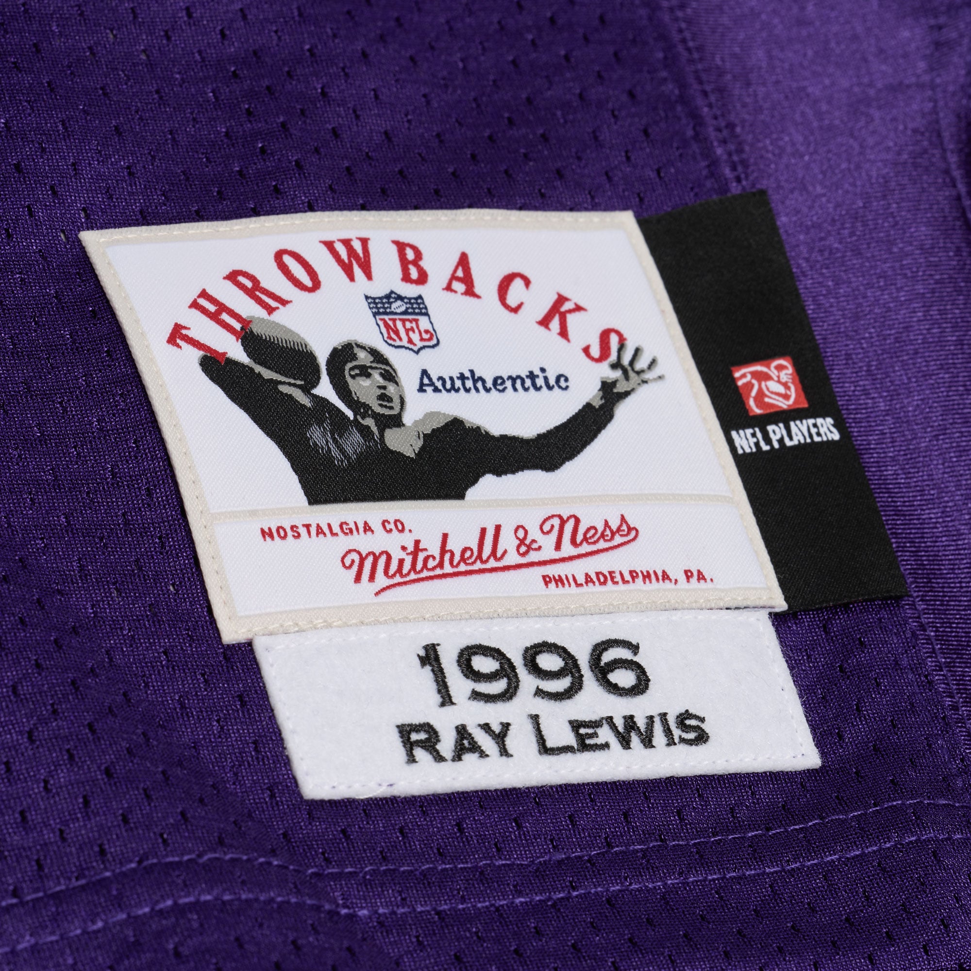 Men's Mitchell & Ness Ray Lewis Purple Baltimore Ravens 1996 Authentic Throwback Jersey