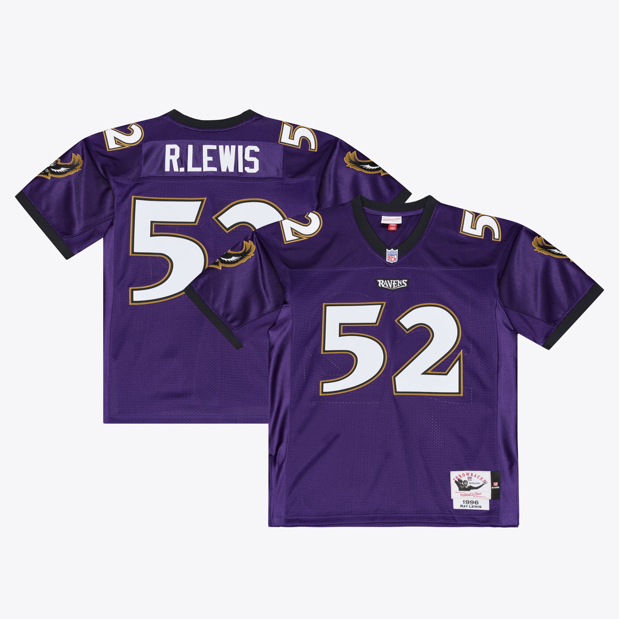 Men's Mitchell & Ness Ray Lewis Purple Baltimore Ravens 1996 Authentic Throwback Jersey