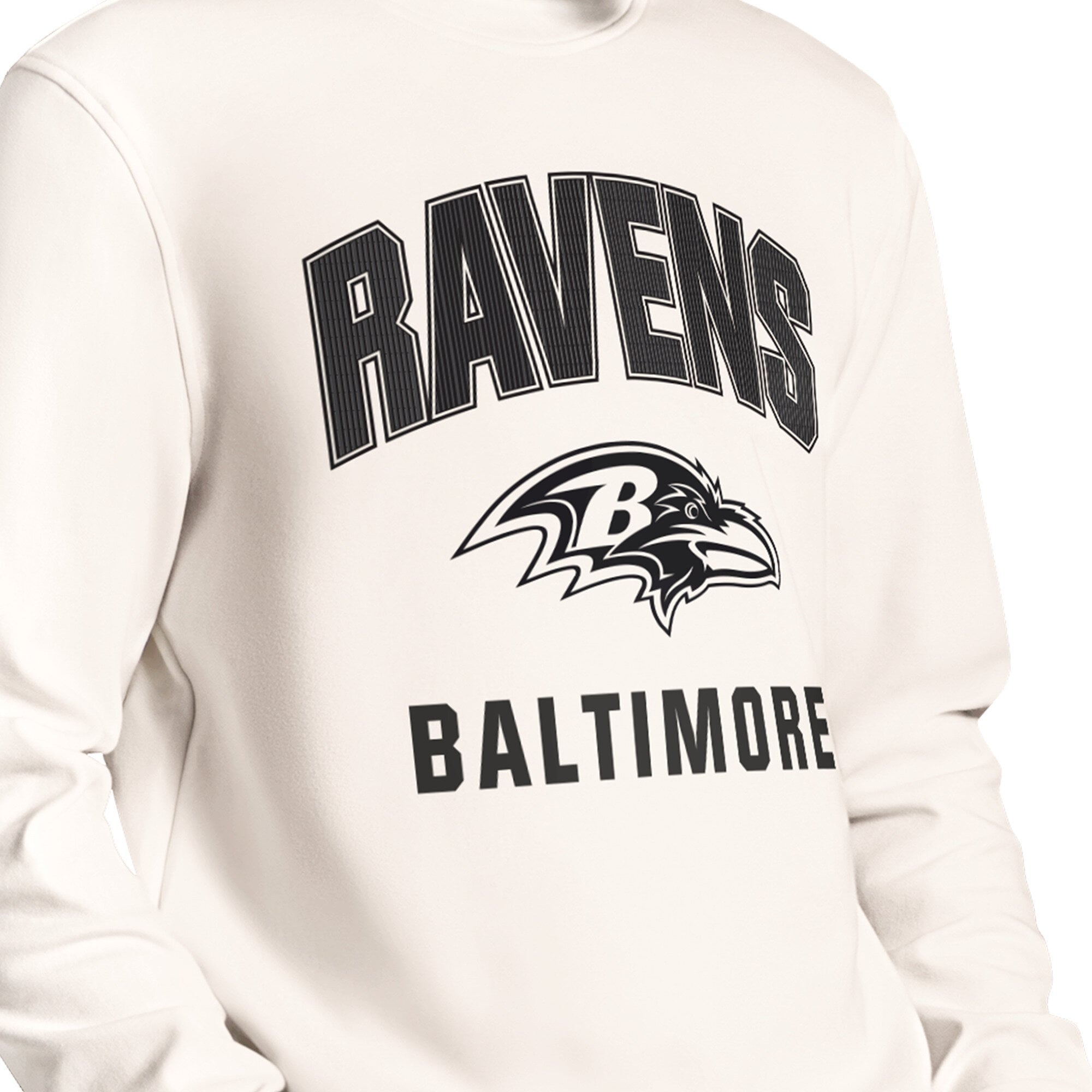 Men's MSX by Michael Strahan Cream Baltimore Ravens Finish Line Tri-Blend Sweatshirt
