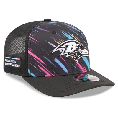 Baltimore Ravens New Era 2026 NFL Crucial Catch 9SEVENTY Adjustable Trucker Hat - Black