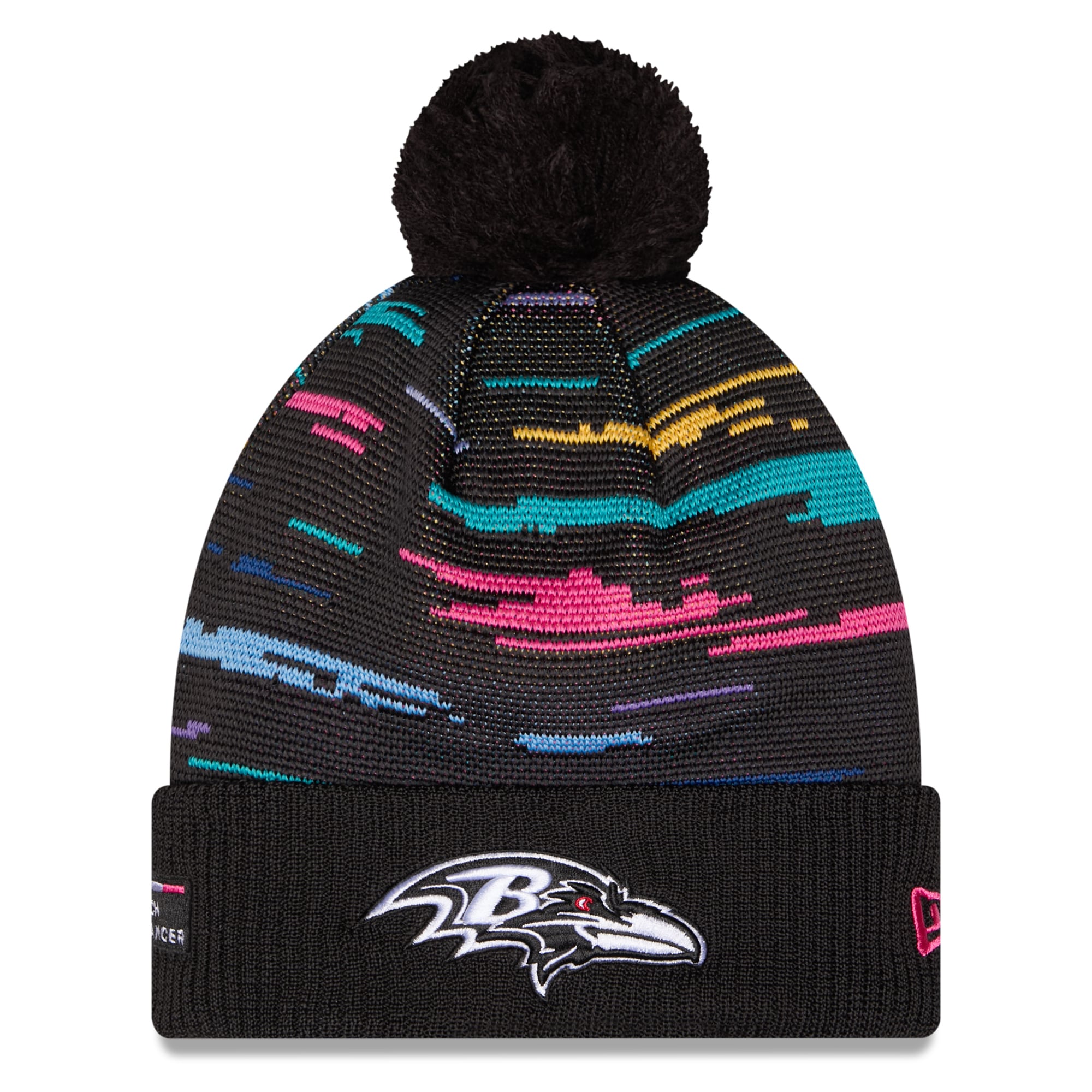 Men's New Era Black Baltimore Ravens 2026 NFL Crucial Catch Cuffed Knit Hat with Pom