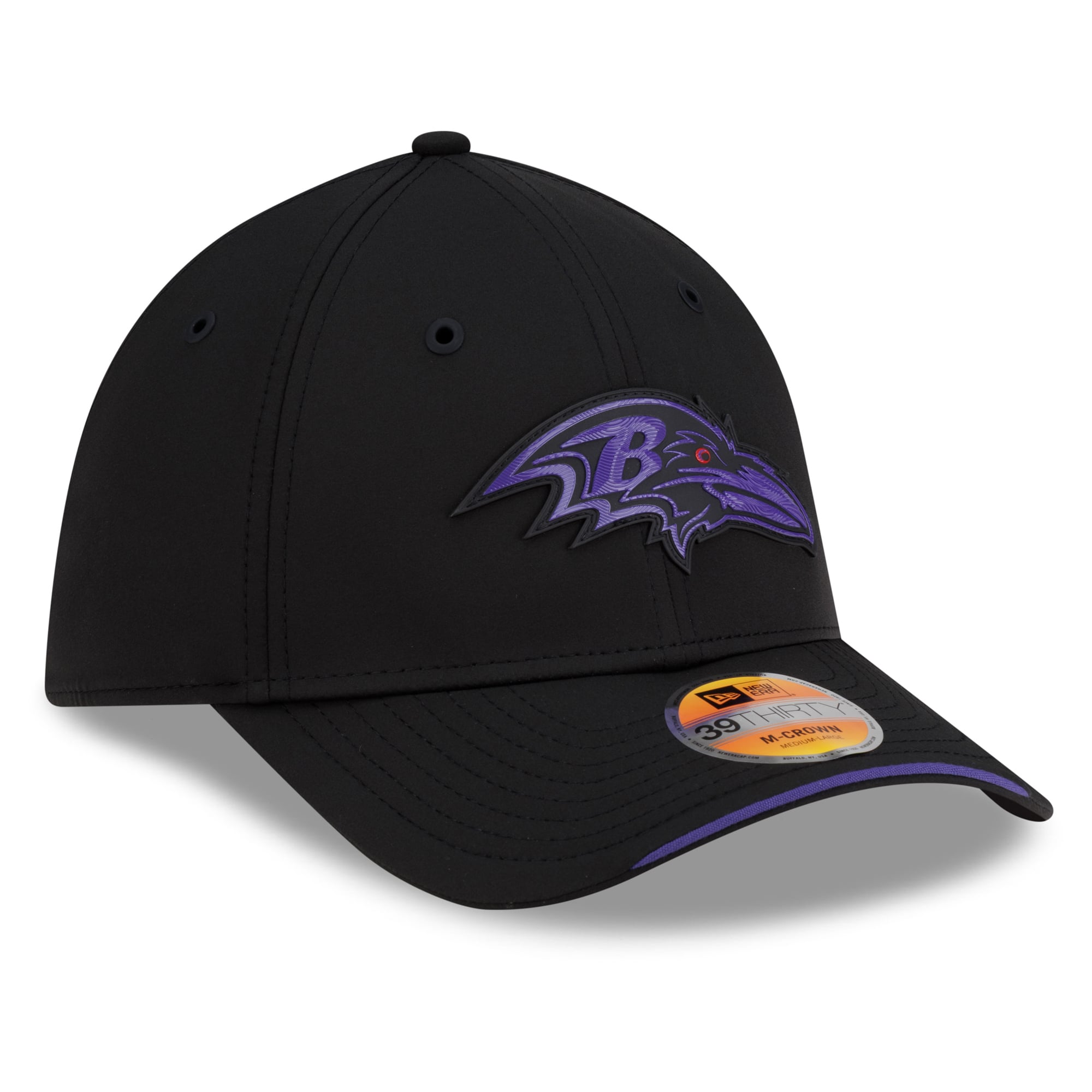 Casquette New Era noire Baltimore Ravens 2026 Sideline 39THIRTY M-Crown Flex pour homme