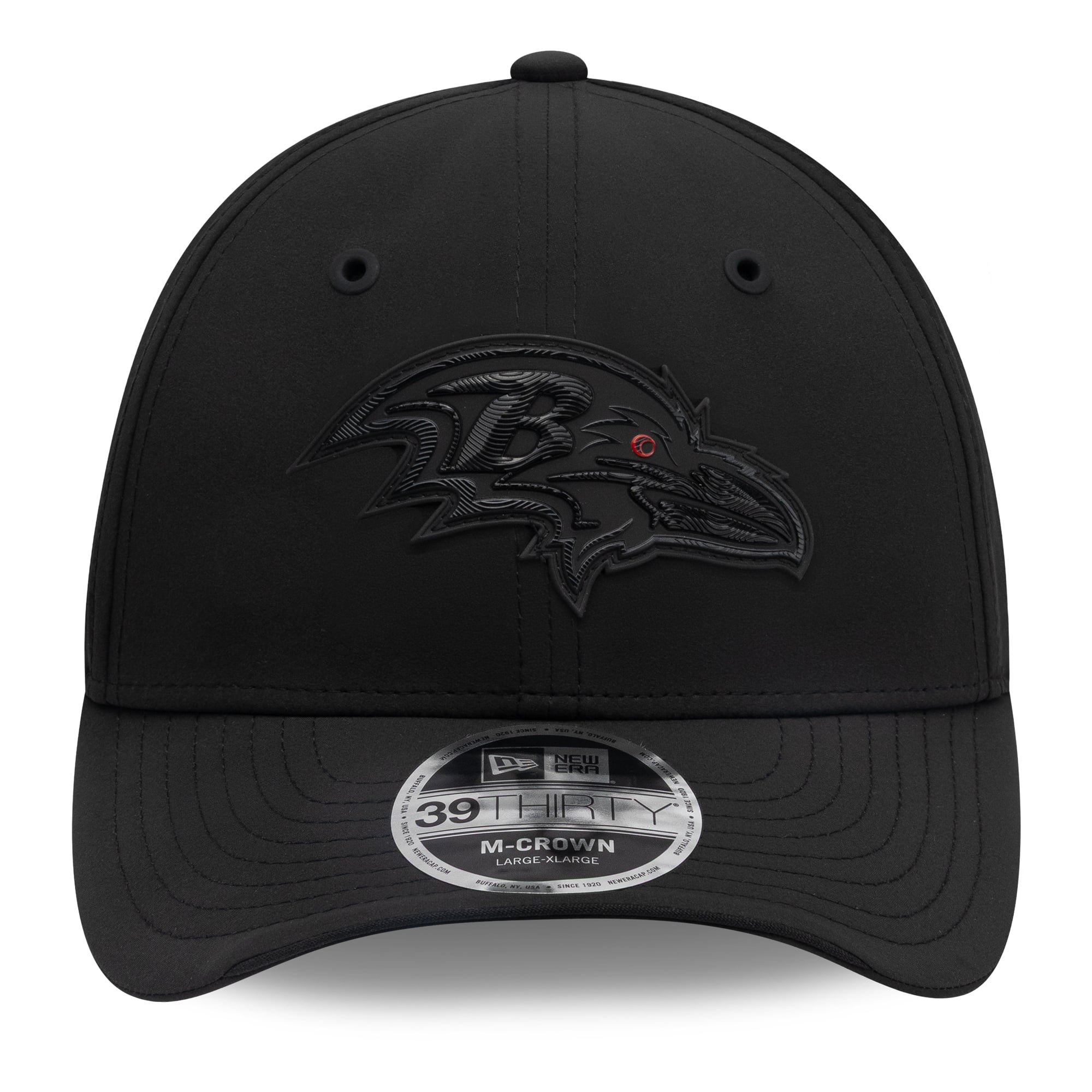 Casquette extensible New Era noire Baltimore Ravens 2026 Sideline 39THIRTY M-Crown pour homme