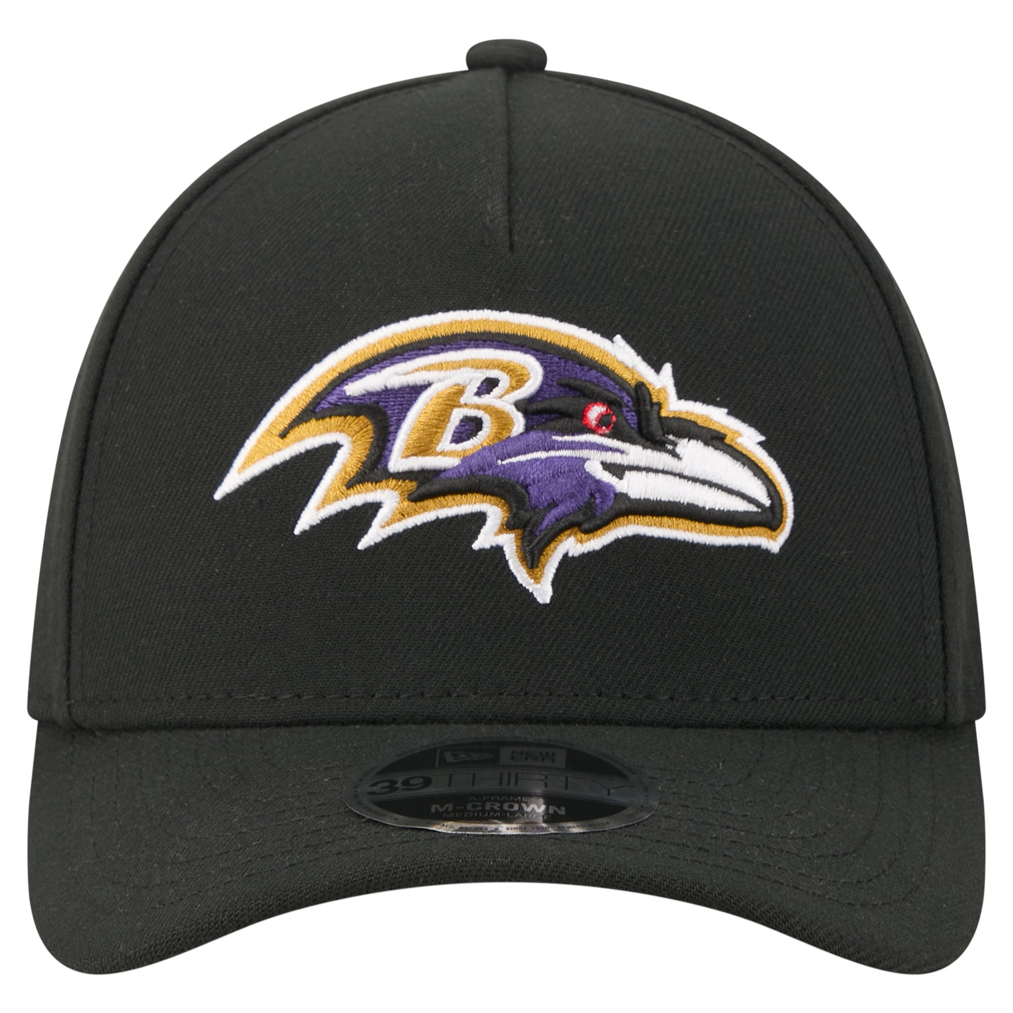Men's New Era Black Baltimore Ravens 39THIRTY M-Crown A-Frame Stretch Hat