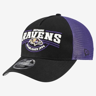 Baltimore Ravens New Era A-Frame 9FORTY Adjustable Hat - Black
