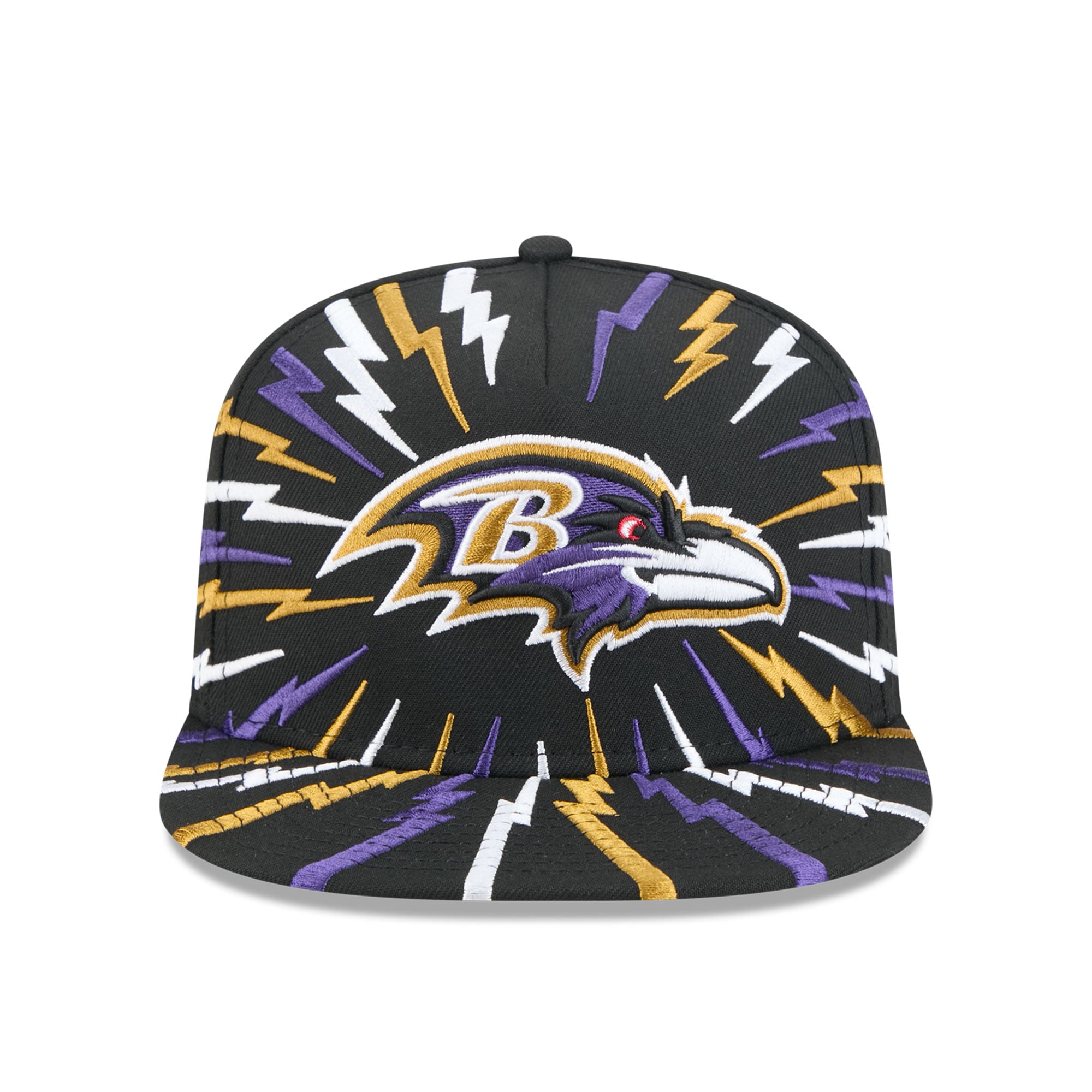 Men's New Era Black Baltimore Ravens Bolt A-Frame 9FIFTY Snapback Hat