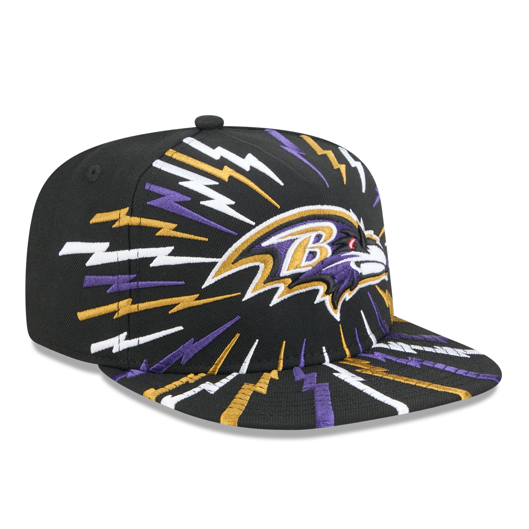 Men's New Era Black Baltimore Ravens Bolt A-Frame 9FIFTY Snapback Hat