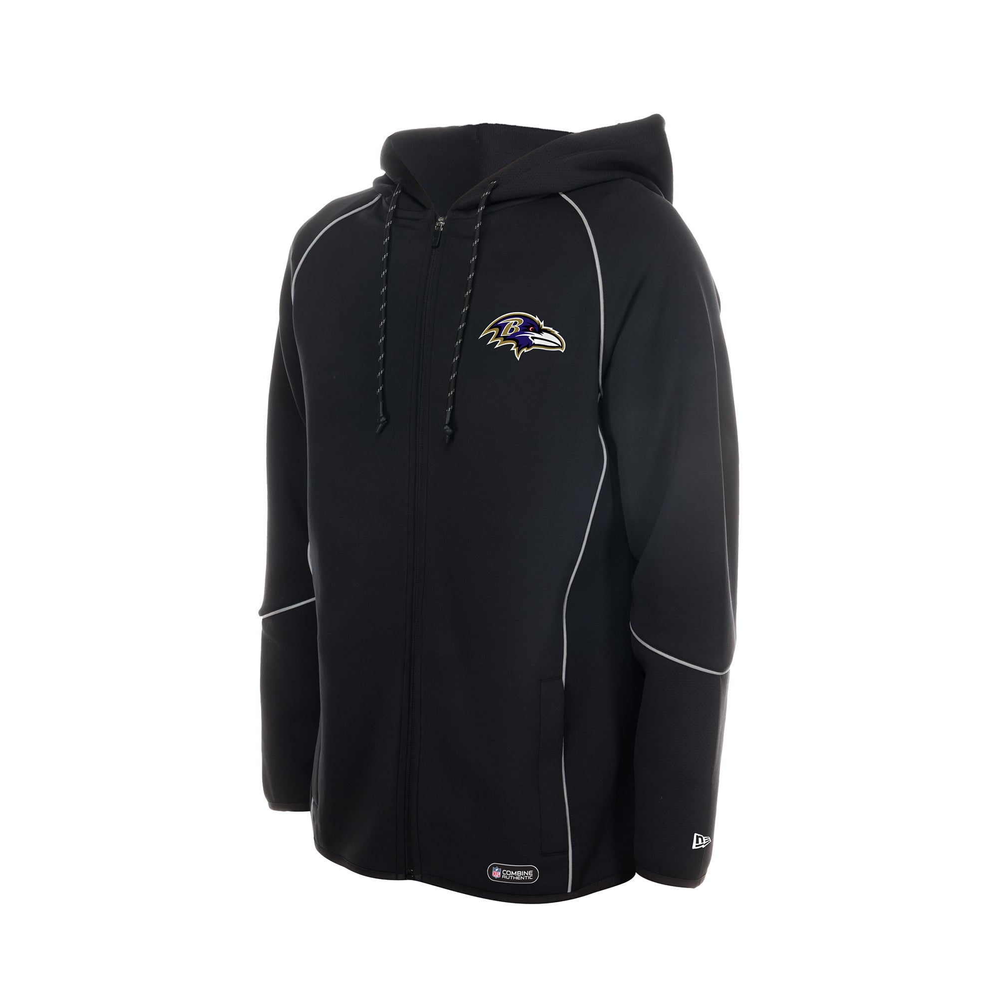 Men's New Era Black Baltimore Ravens Combine Authentic Raglan Full-Zip Hoodie