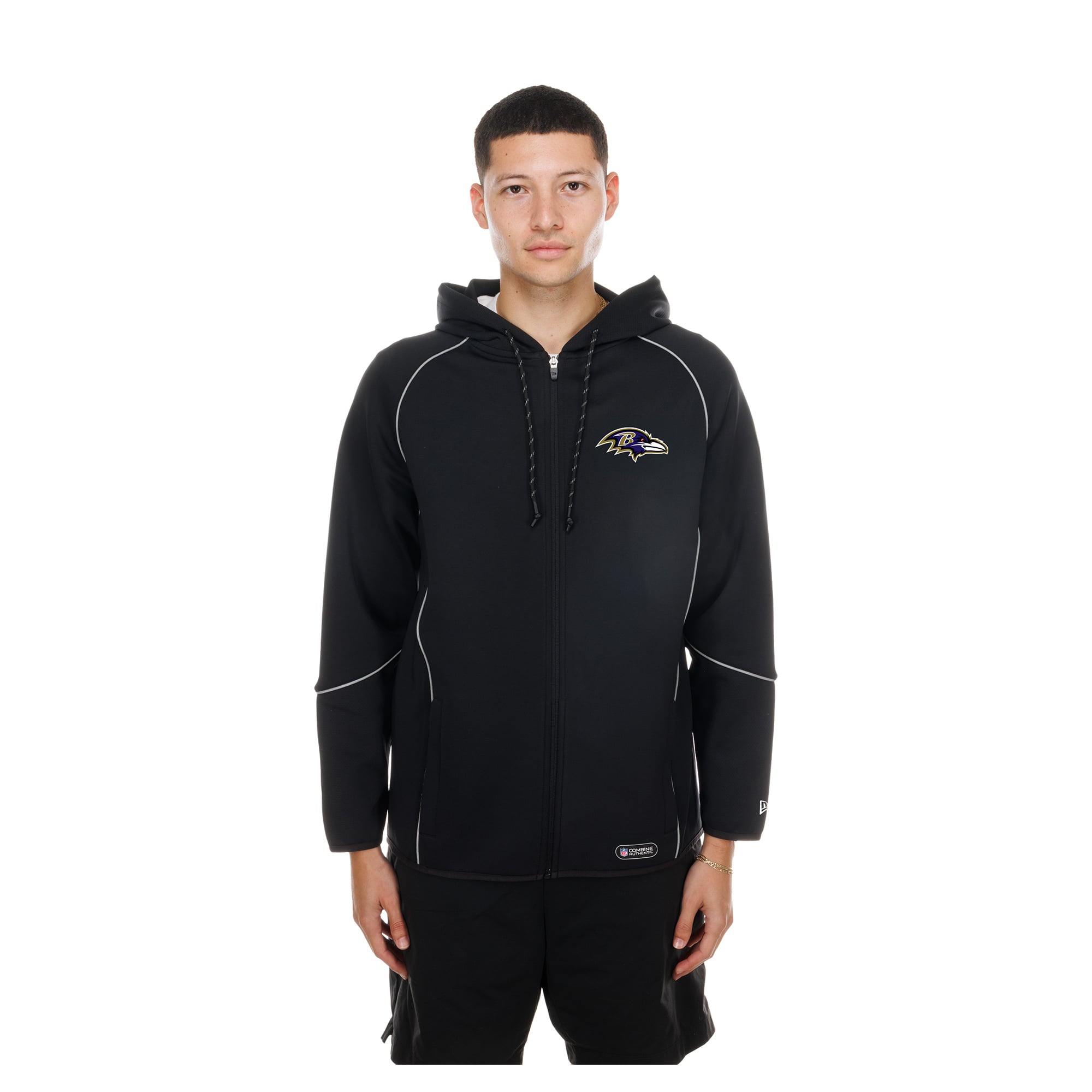 Men's New Era Black Baltimore Ravens Combine Authentic Raglan Full-Zip Hoodie