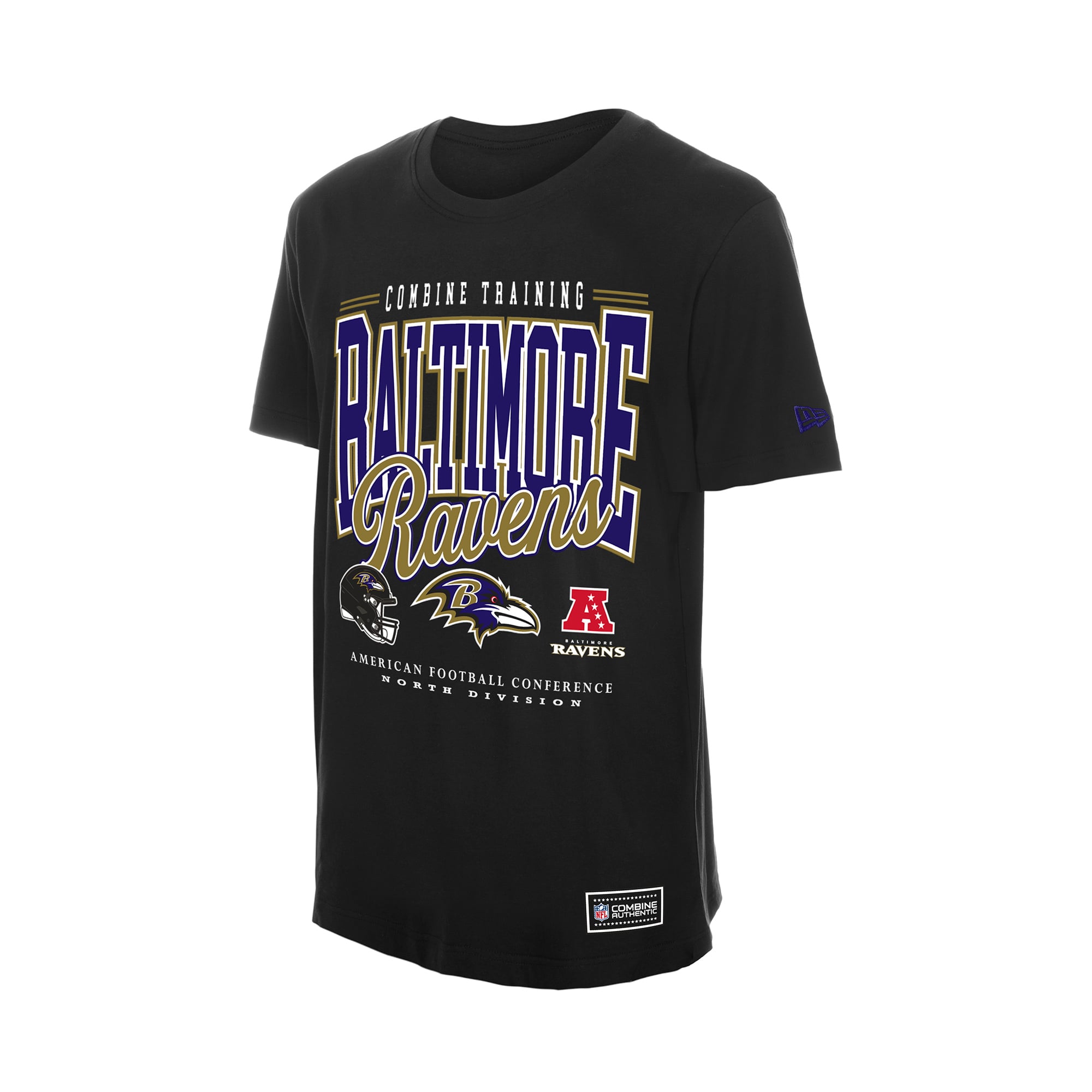 T-shirt authentique New Era noir Baltimore Ravens Combine pour homme