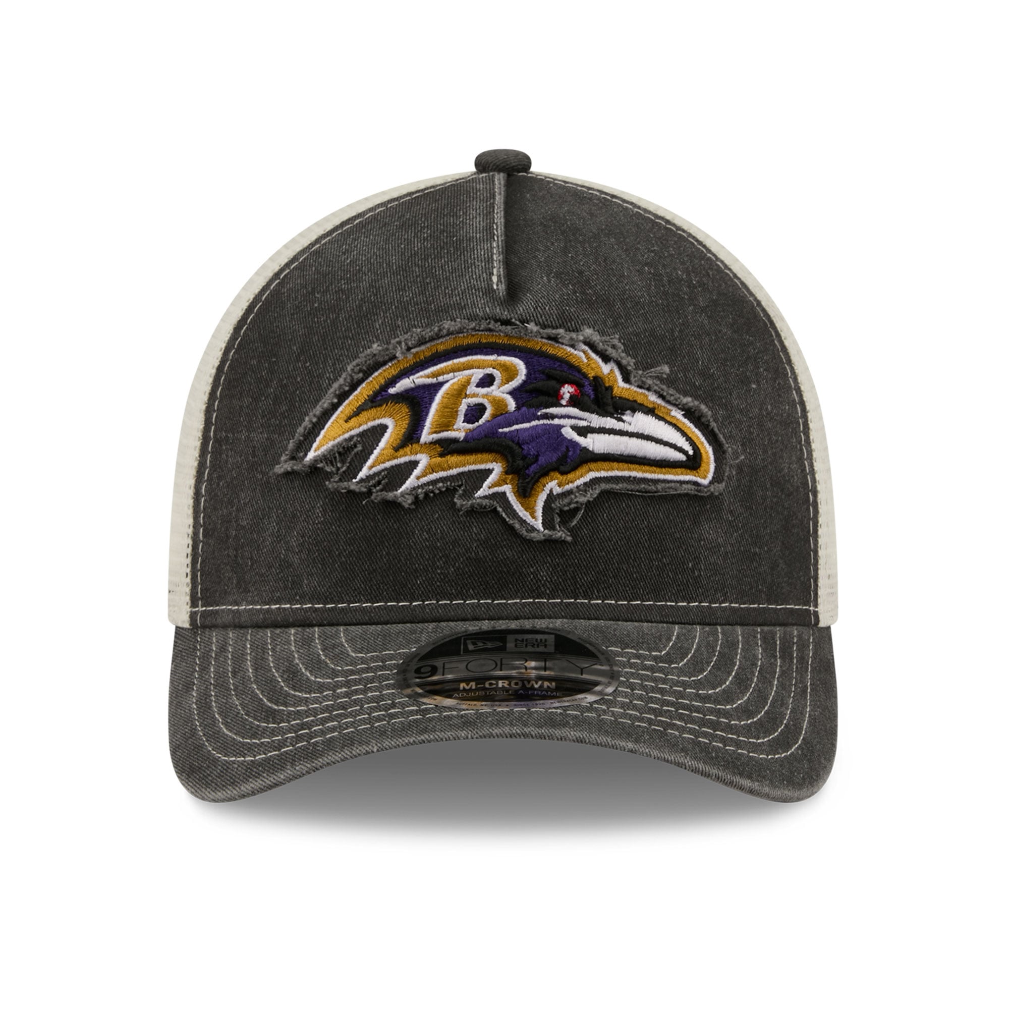 Casquette trucker ajustable New Era noire Baltimore Ravens 9FORTY pour homme