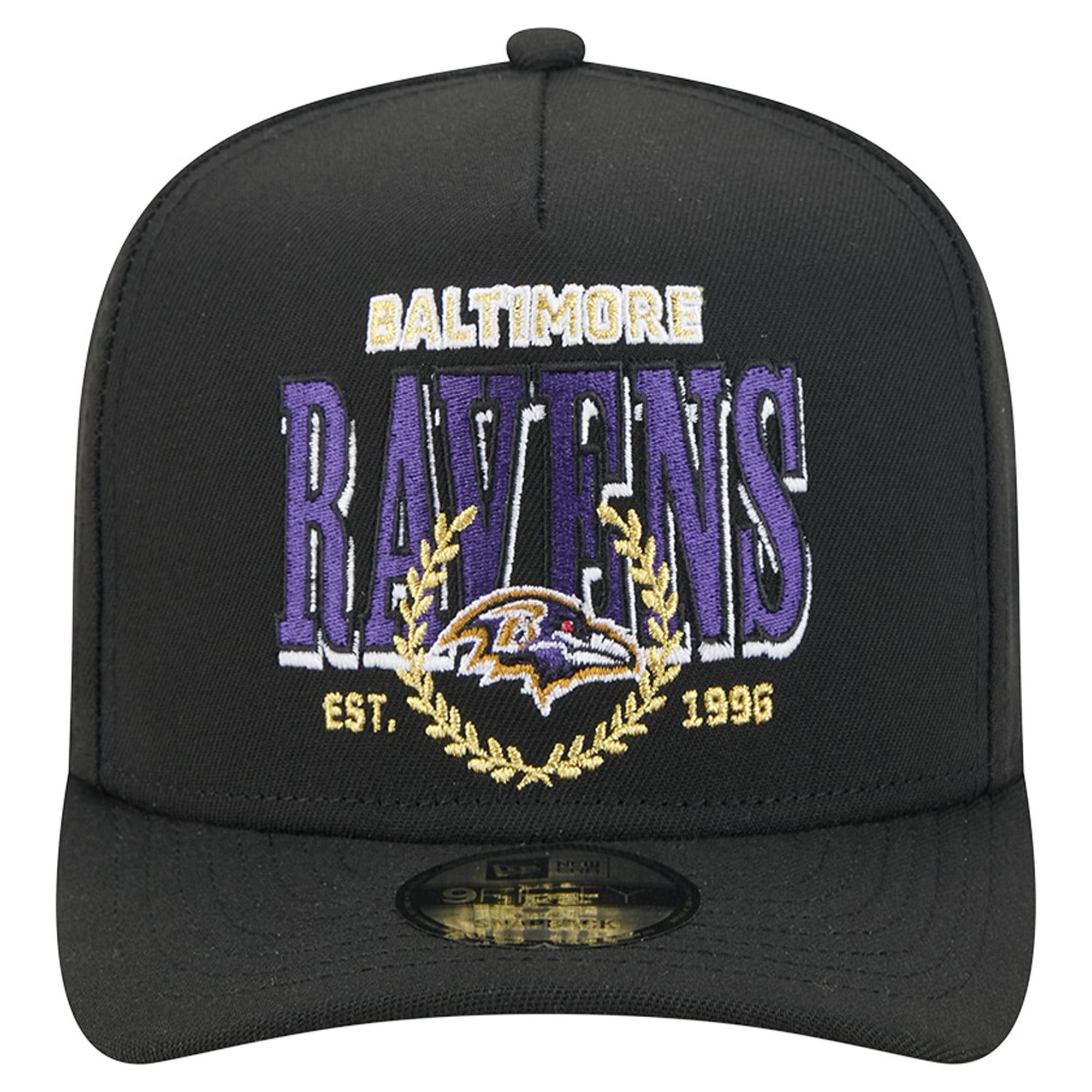Casquette snapback New Era 9FIFTY Laurel A-Frame pour homme, noire, Baltimore Ravens