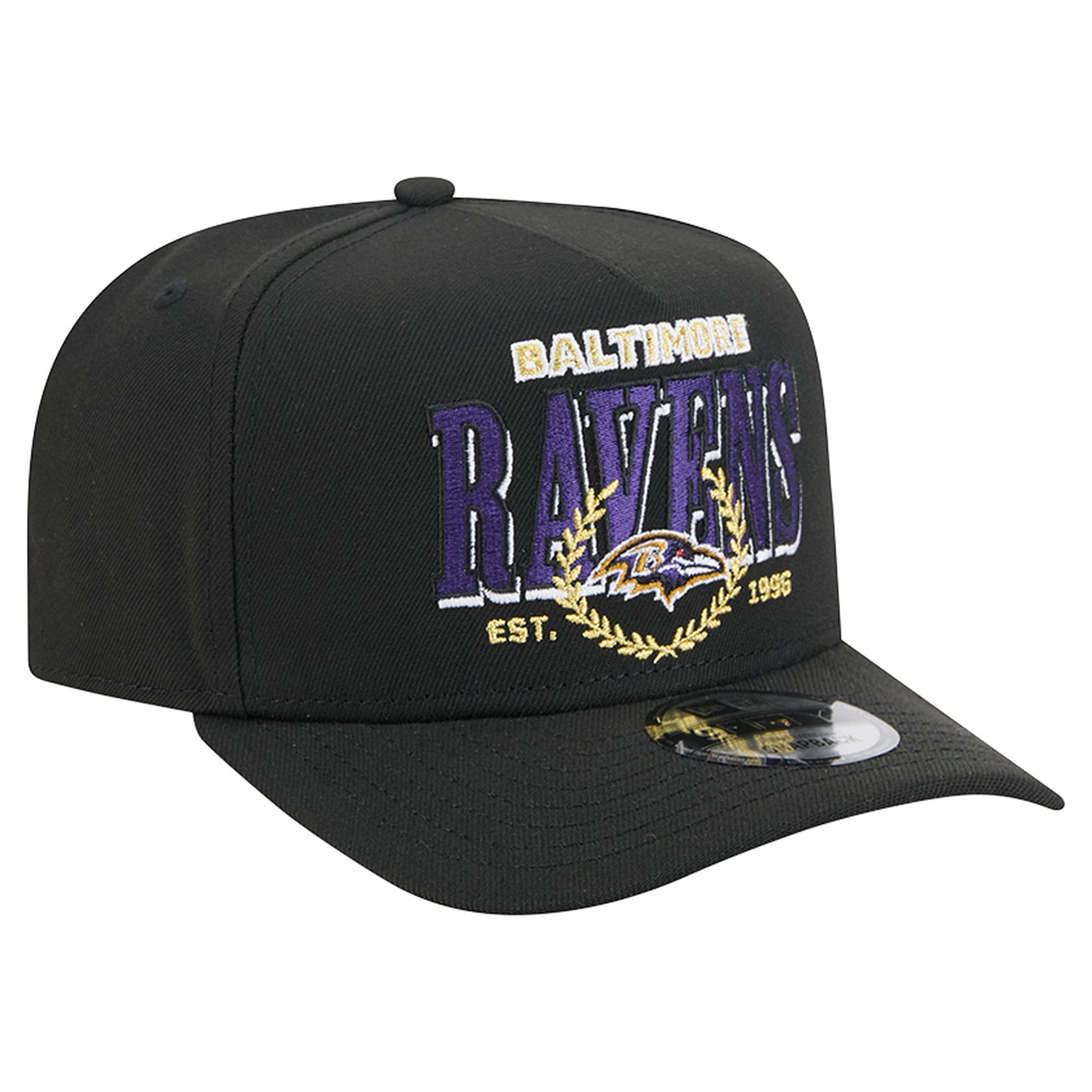 Casquette snapback New Era 9FIFTY Laurel A-Frame pour homme, noire, Baltimore Ravens