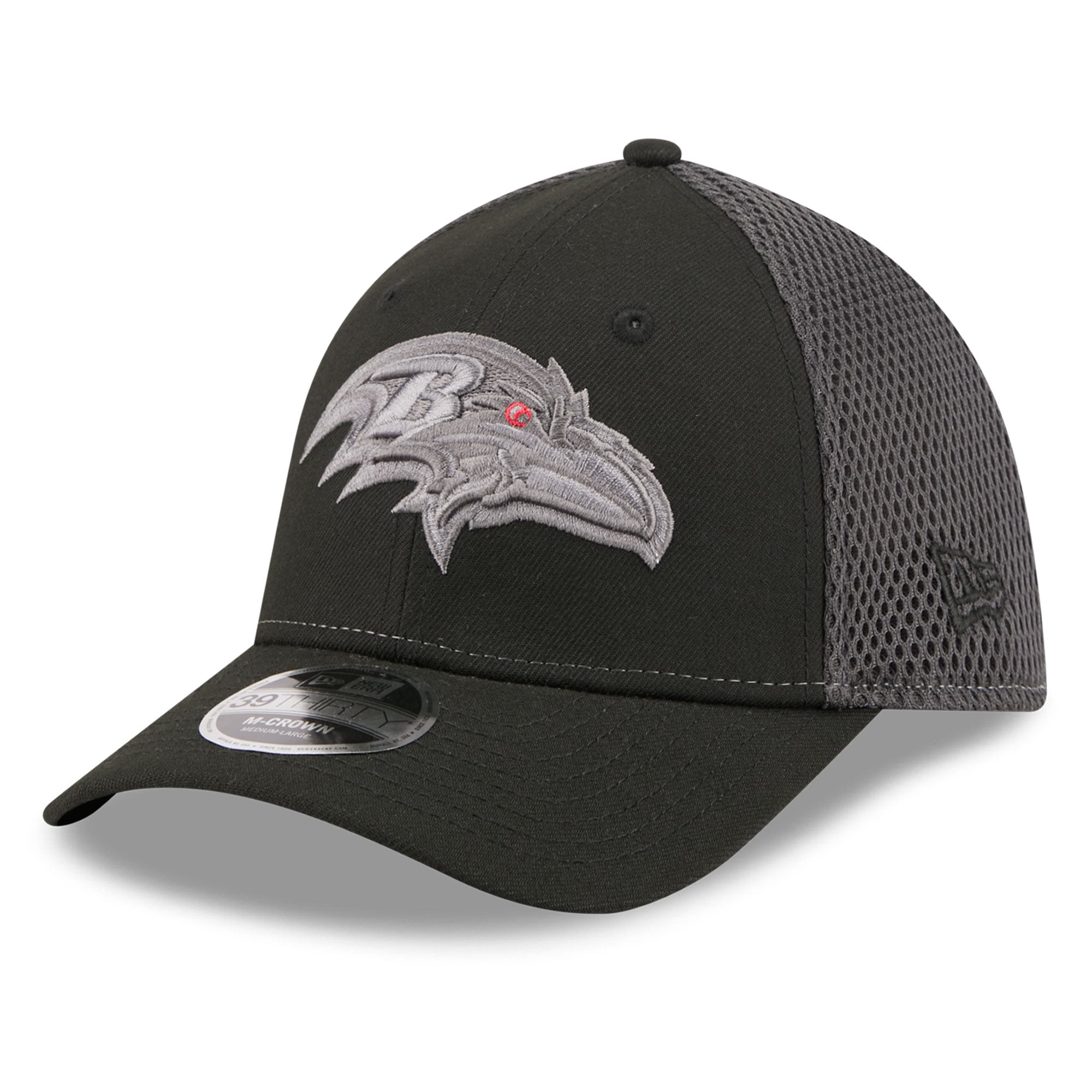 Casquette extensible New Era noire Baltimore Ravens Neo Mesh 39THIRTY M-Crown pour homme