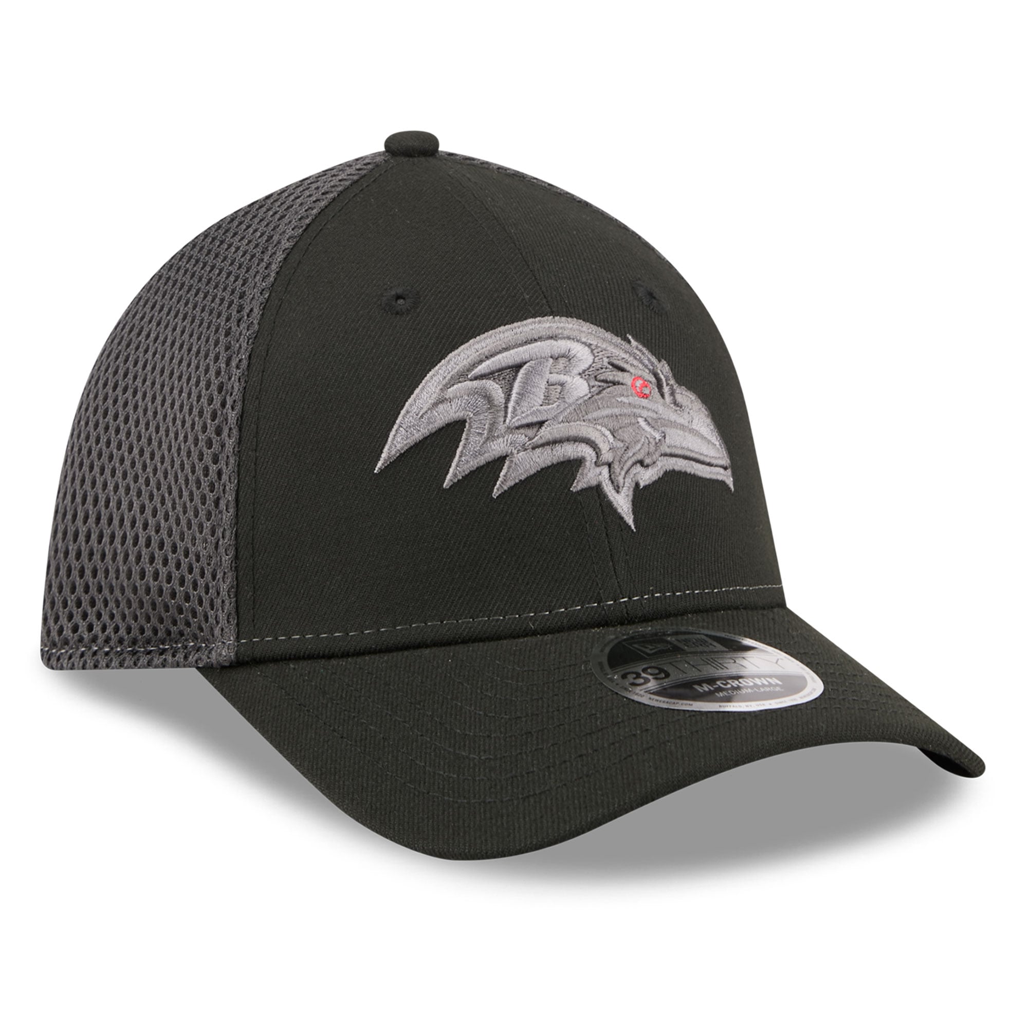 Casquette extensible New Era noire Baltimore Ravens Neo Mesh 39THIRTY M-Crown pour homme