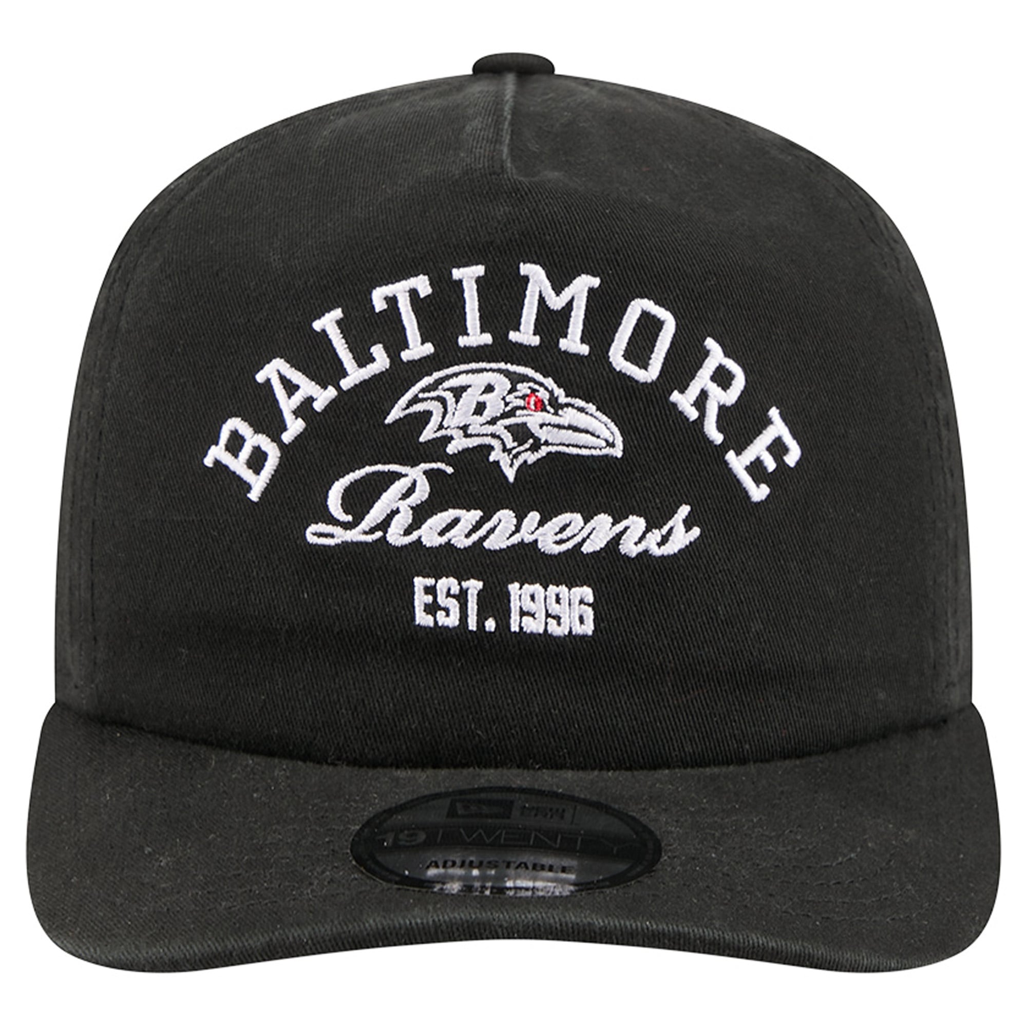 Men's New Era Black Baltimore Ravens Stacked 19TWENTY Adjustable Hat