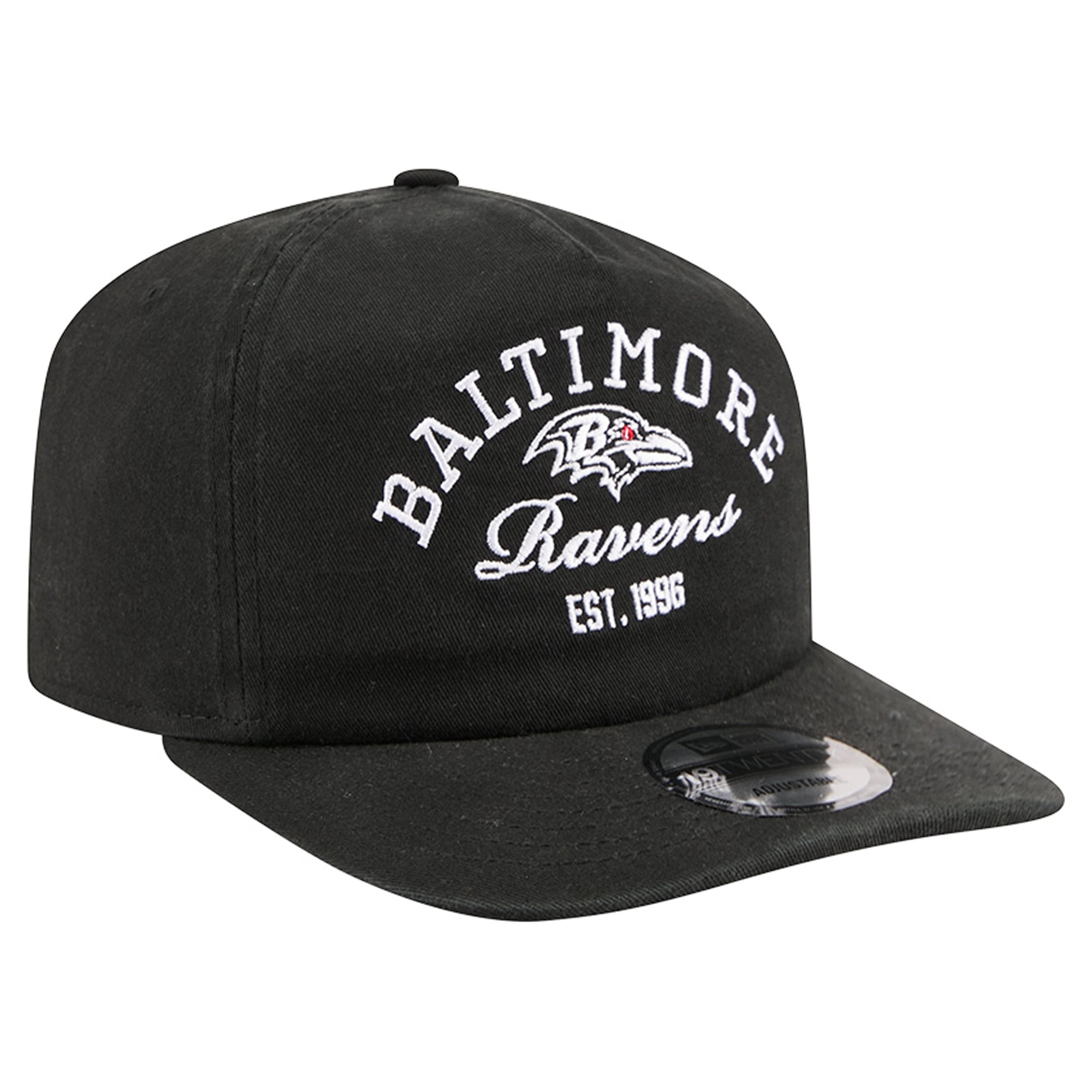Men's New Era Black Baltimore Ravens Stacked 19TWENTY Adjustable Hat