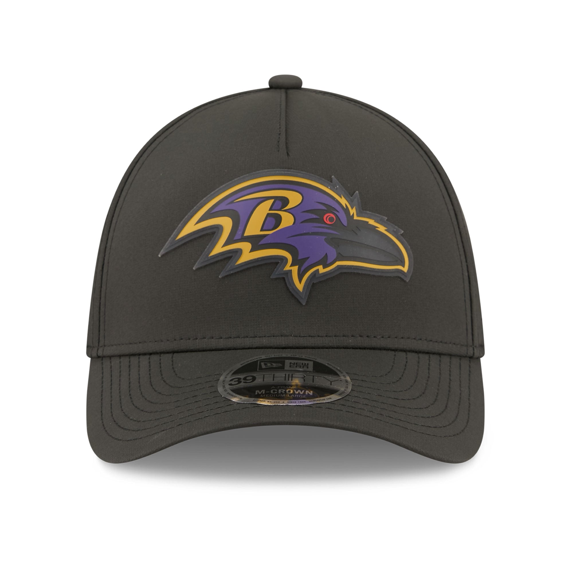 Casquette New Era noire Baltimore Ravens Tonal 39THIRTY A-Frame Flex pour homme