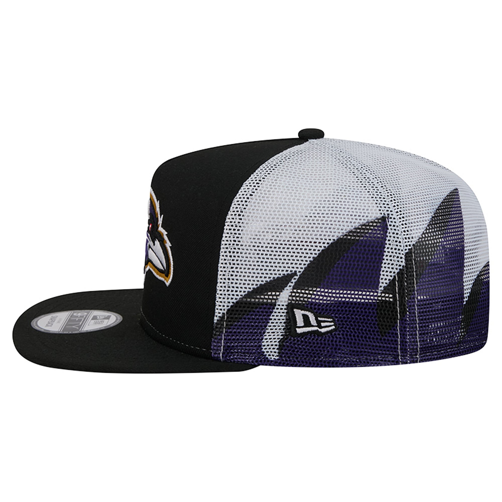 Casquette trucker New Era 9FIFTY Snapback noire et violette Baltimore Ravens pour homme
