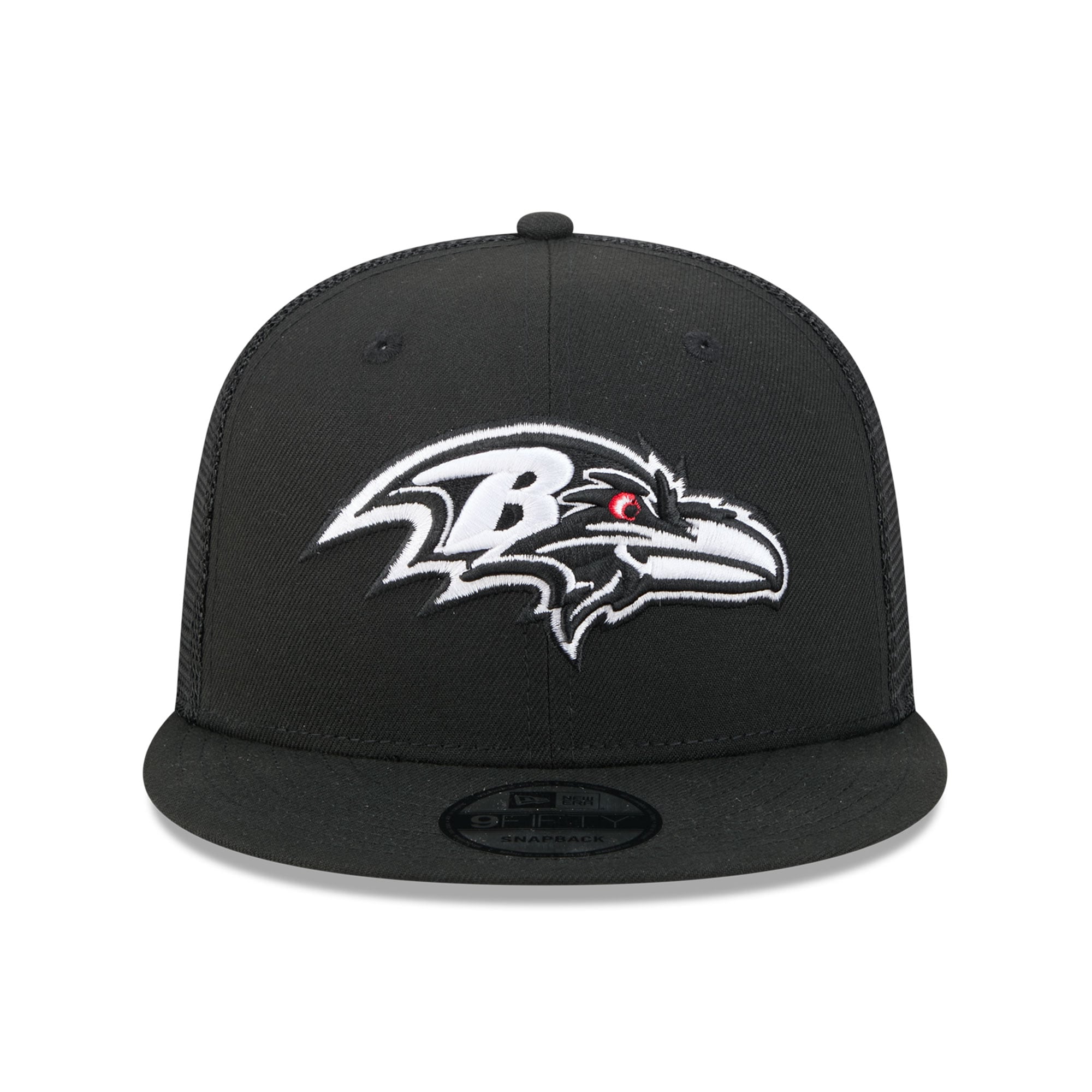 Casquette trucker New Era 9FIFTY noire et blanche Baltimore Ravens pour homme