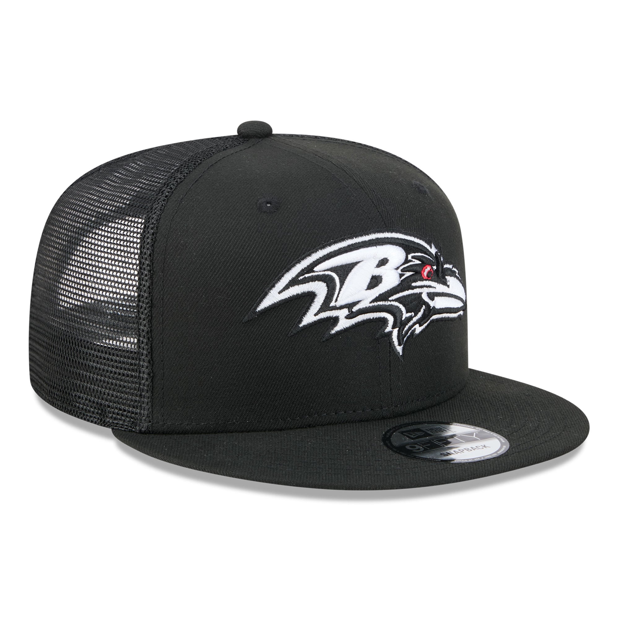 Casquette trucker New Era 9FIFTY noire et blanche Baltimore Ravens pour homme