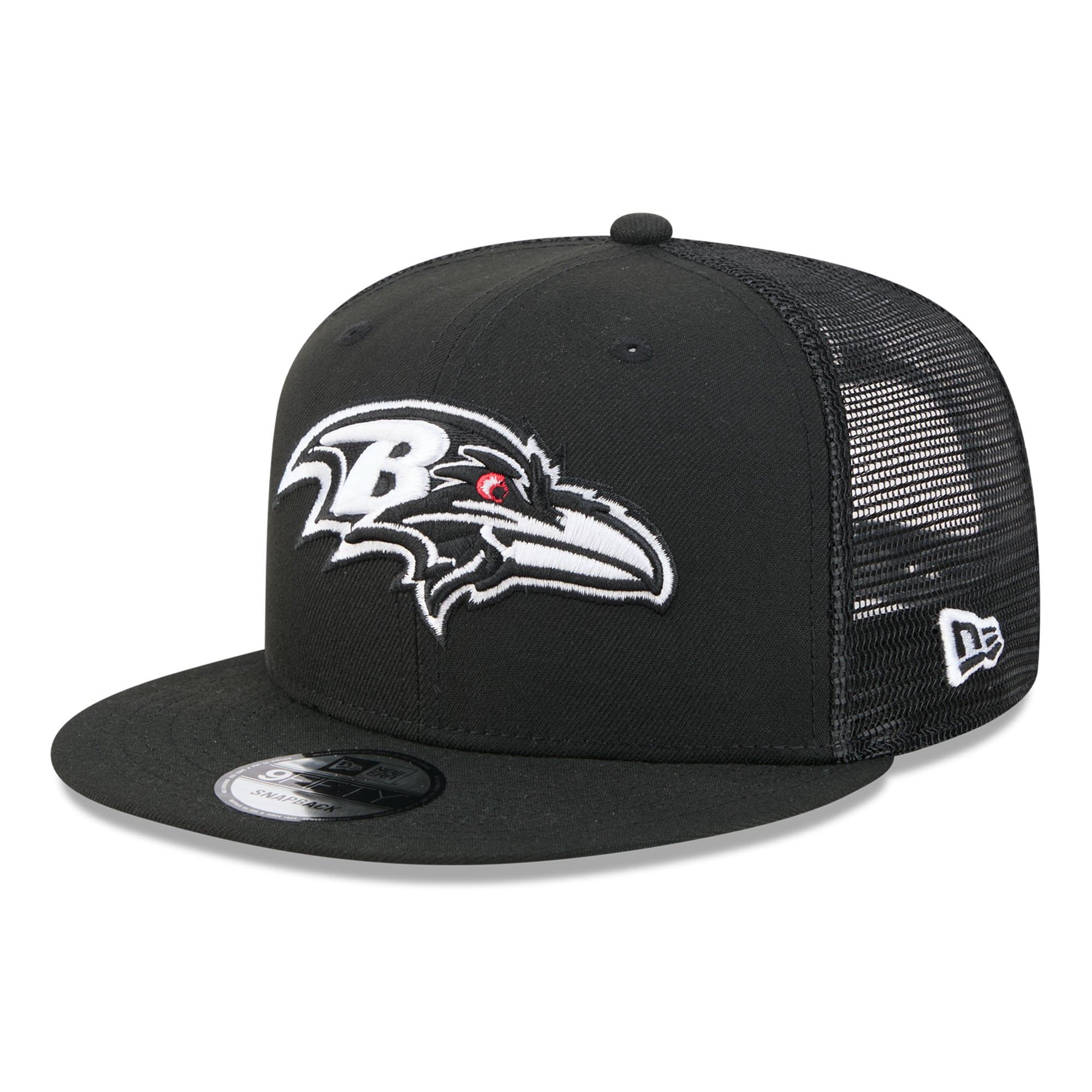 Casquette trucker New Era 9FIFTY noire et blanche Baltimore Ravens pour homme