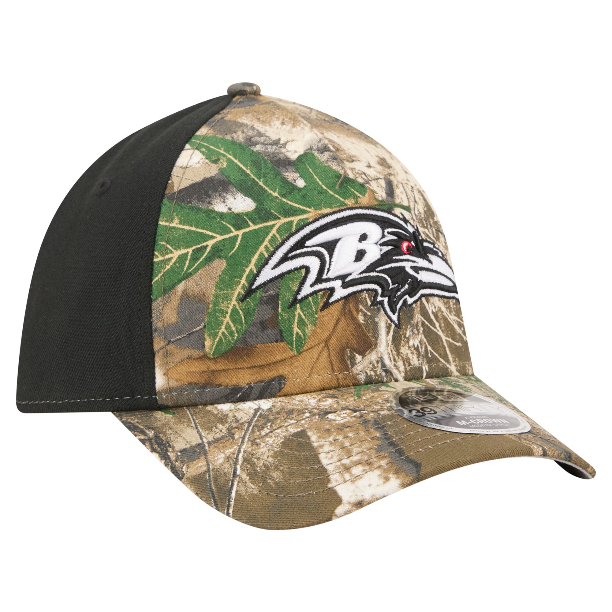Men's New Era Camo/Black Baltimore Ravens Team Collection RealTree 39THIRTY M-Crown A-Frame Flex Hat