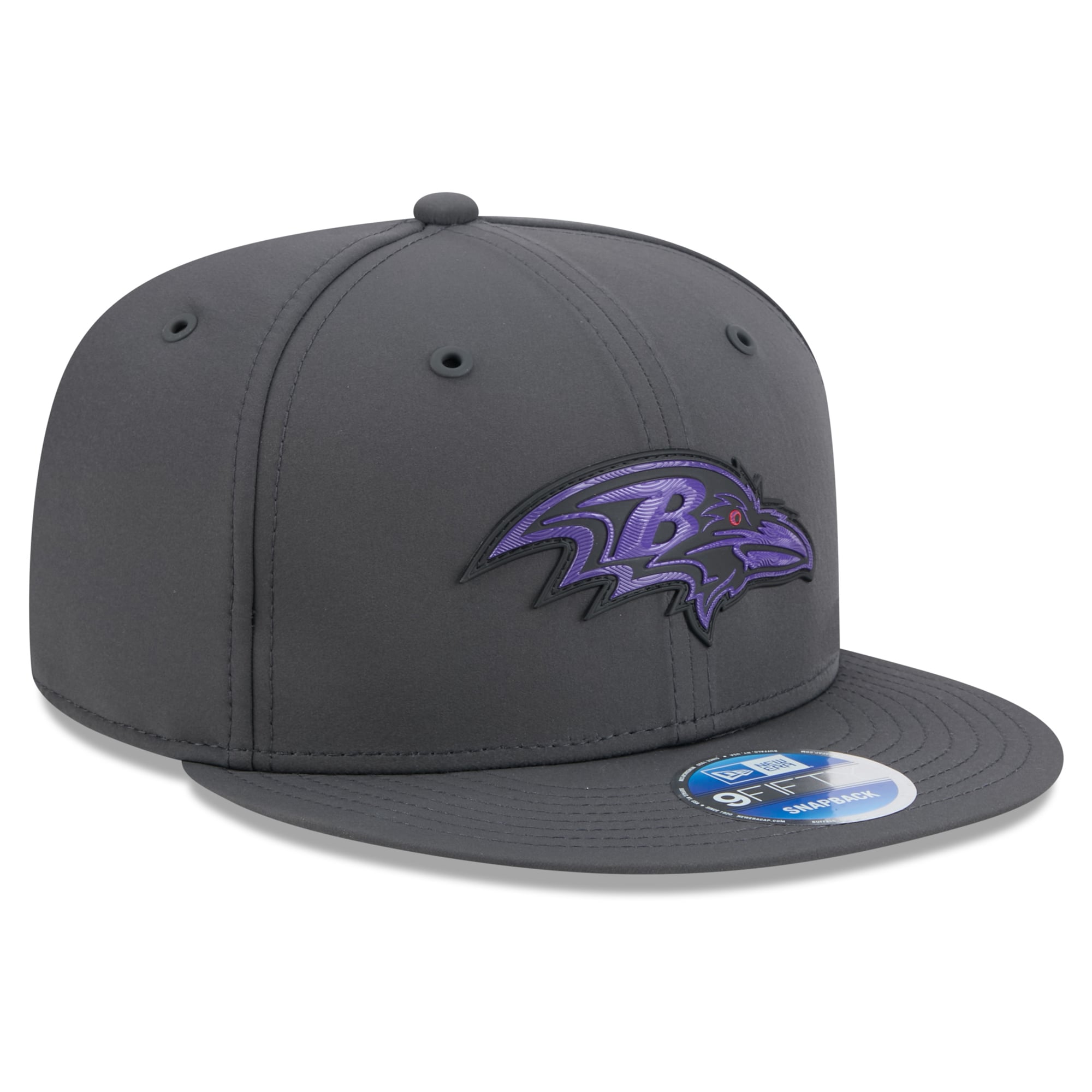 Casquette snapback New Era 9FIFTY pour homme, couleur anthracite, Baltimore Ravens 2026, idéale pour les temps froids.