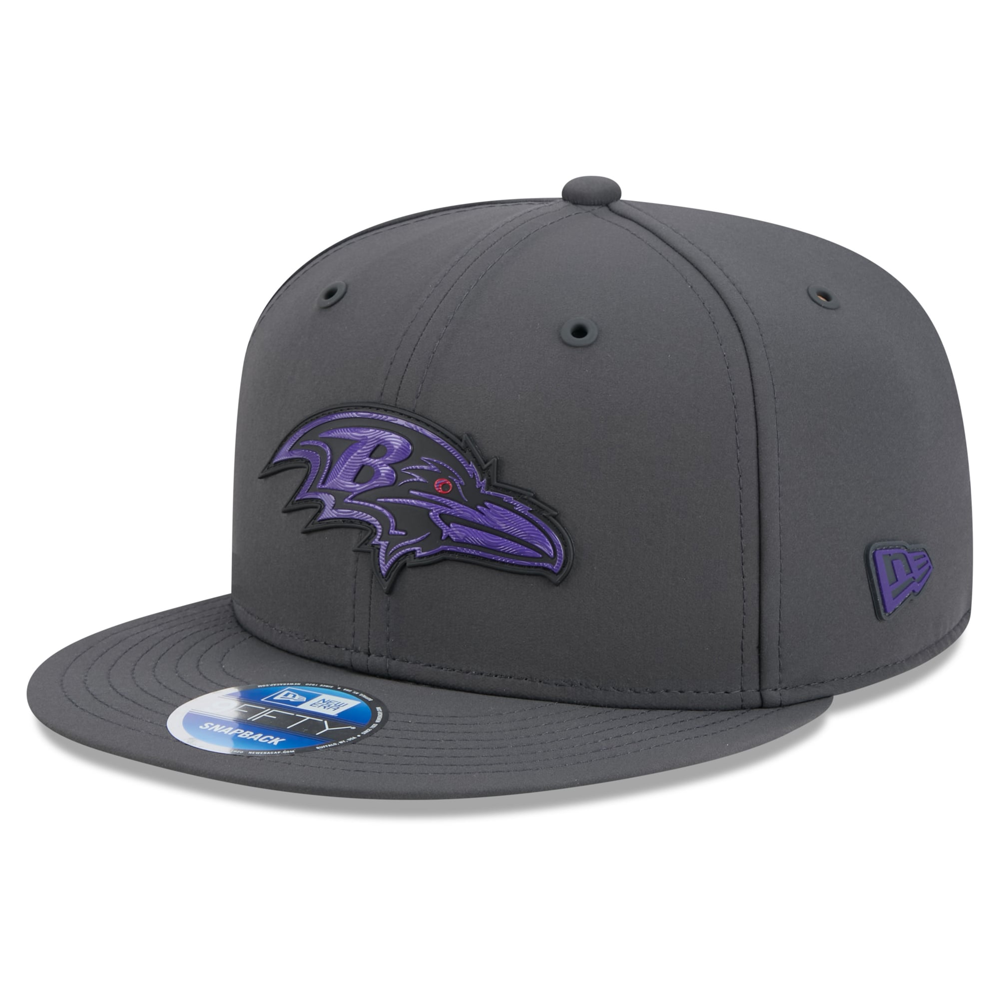 Casquette snapback New Era 9FIFTY pour homme, couleur anthracite, Baltimore Ravens 2026, idéale pour les temps froids.