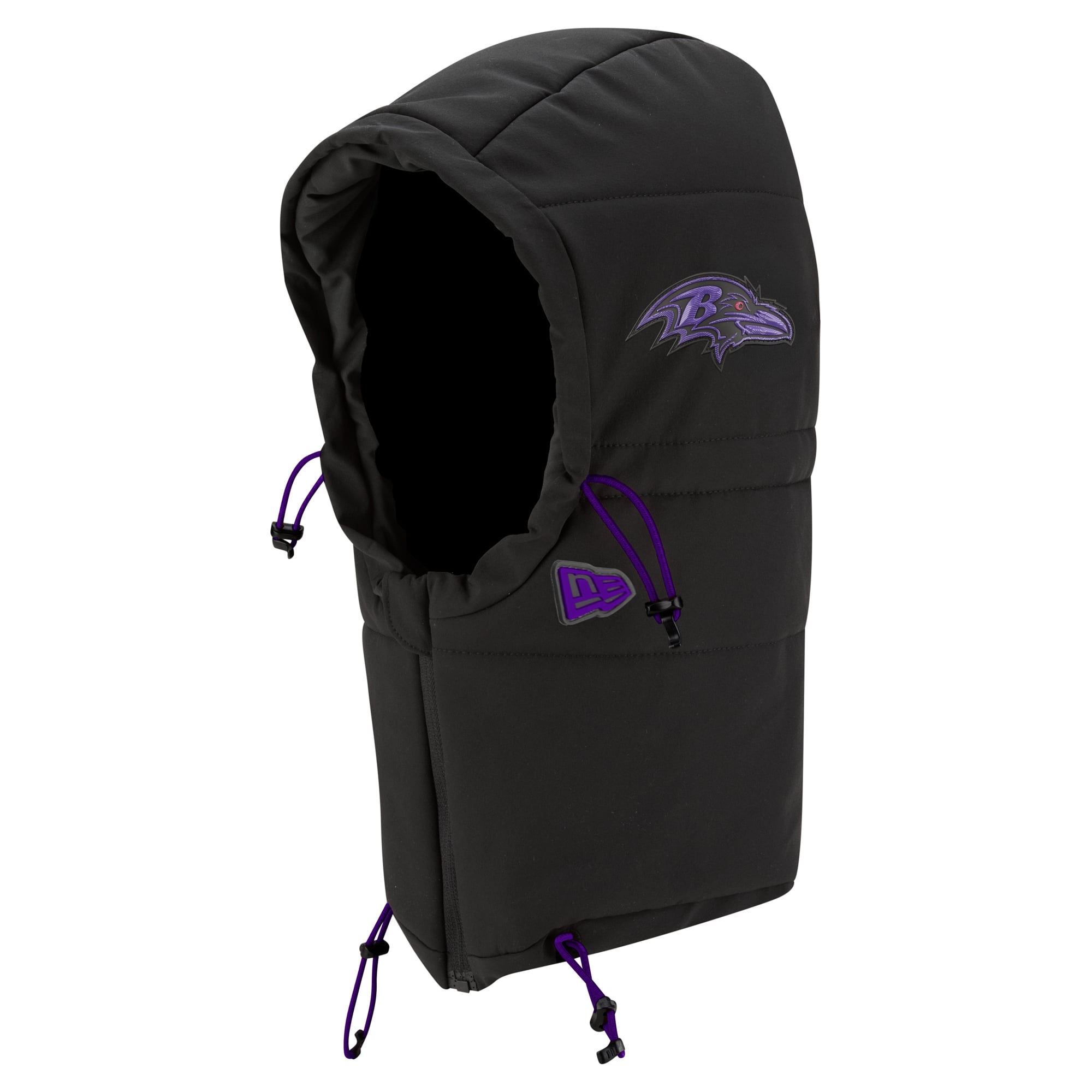 Sweat à capuche matelassé ajustable New Era pour homme, couleur anthracite, Baltimore Ravens 2026, idéal pour les temps froids.