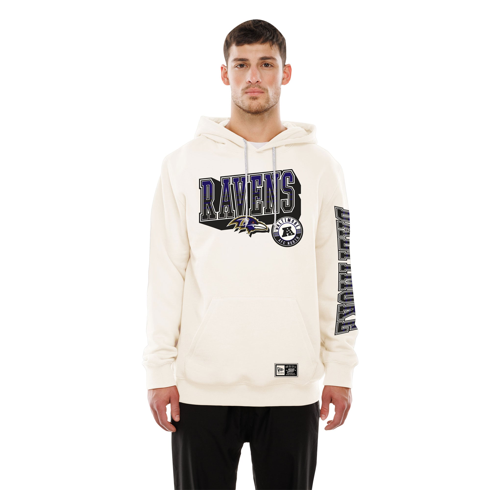 Men's New Era  Cream Baltimore Ravens Dune Dust Hoodie