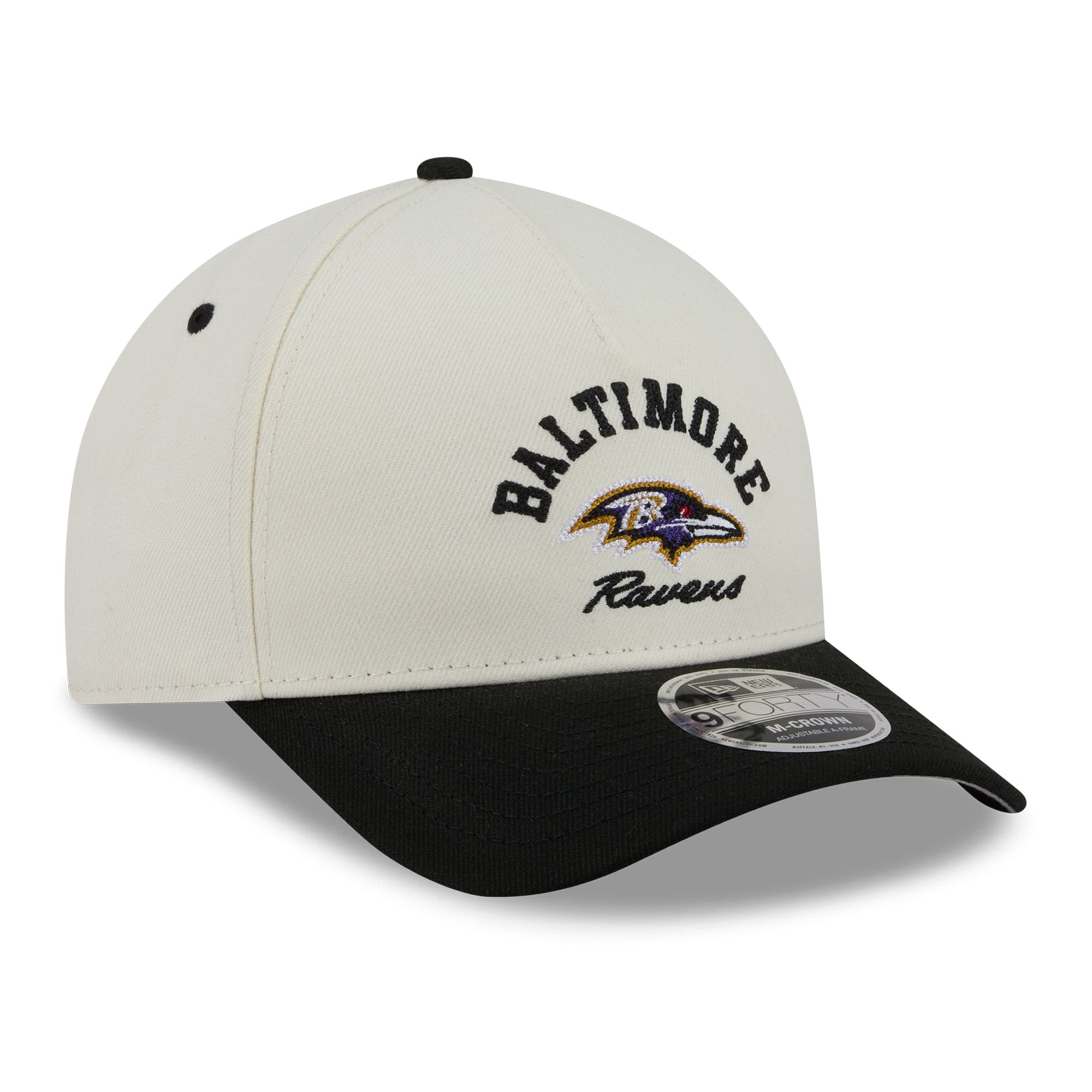 Casquette ajustable New Era crème/noire Baltimore Ravens Arch 9FORTY A-Frame M-Crown pour homme