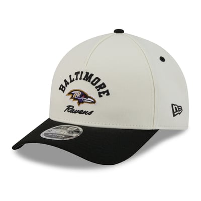 Baltimore Ravens New Era Arch 9FORTY A-Frame M-Crown Adjustable Hat - Cream/Black