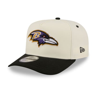 Baltimore Ravens New Era Rear Wordmark A-Frame 9FIFTY Snapback Hat - Cream/Black