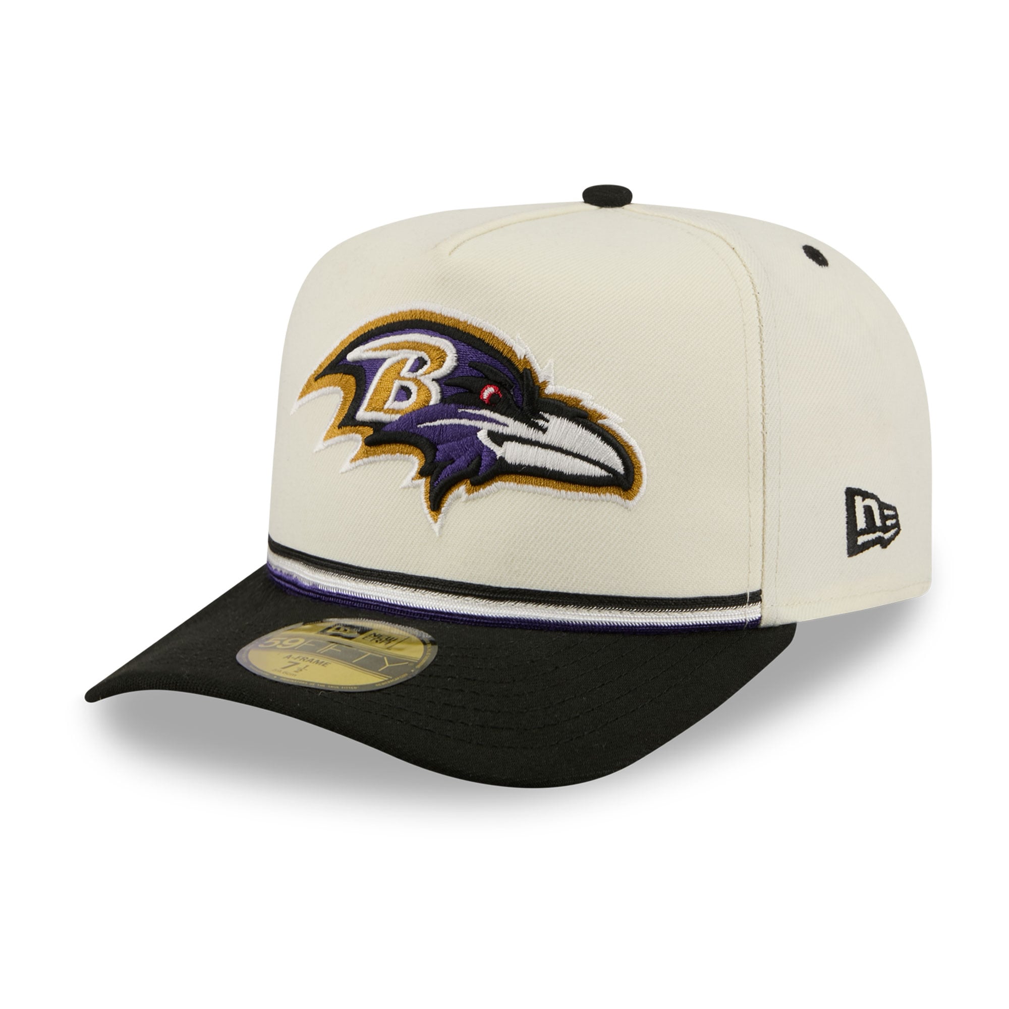 Casquette ajustée New Era 59FIFTY vintage crème/noire Baltimore Ravens pour homme