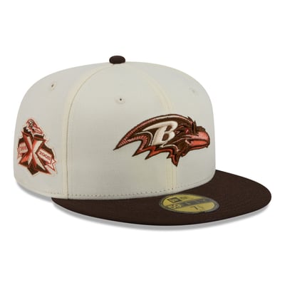 Baltimore Ravens New Era Pumpkin Spice 59FIFTY Fitted Hat - Cream/Brown