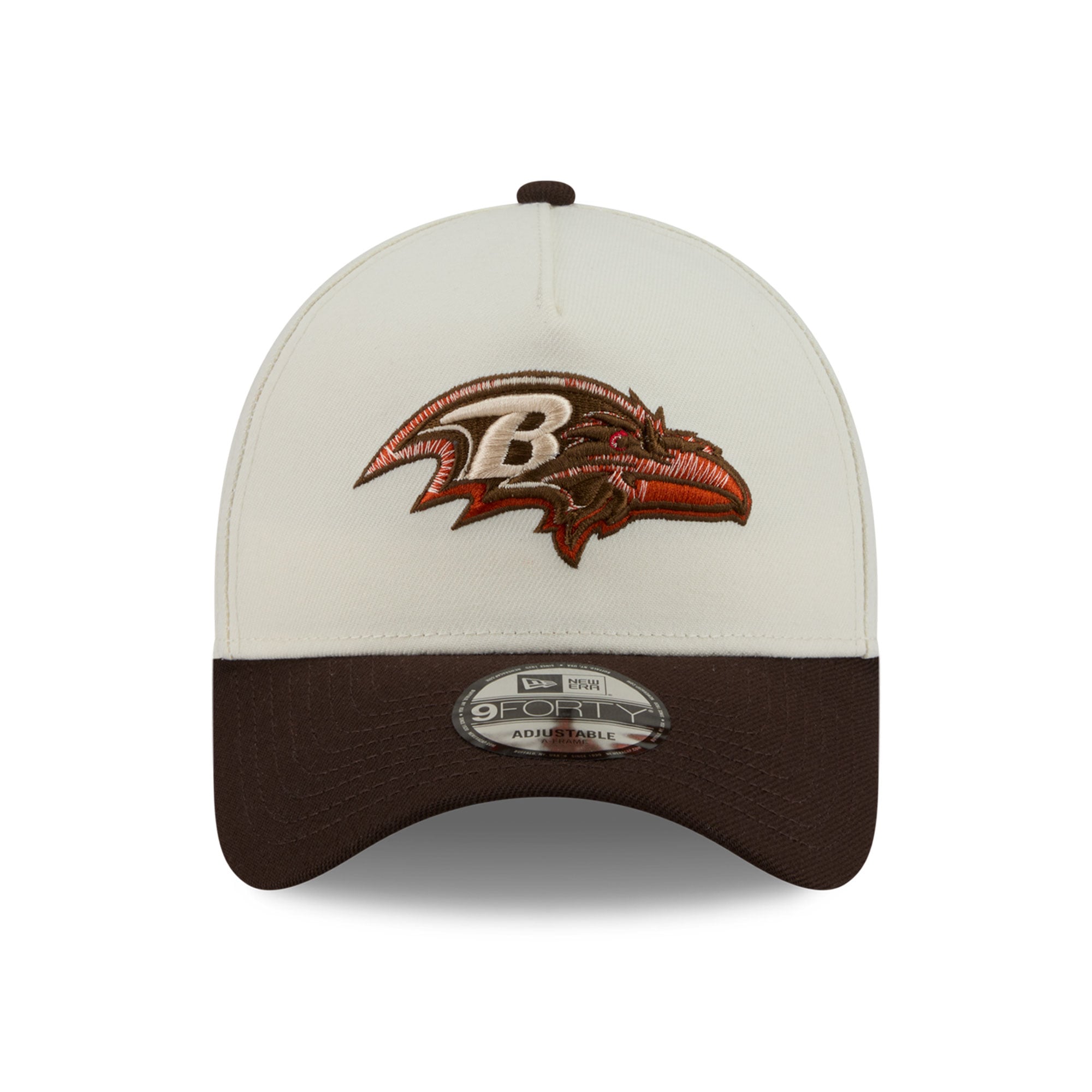 Men's New Era Cream/Brown Baltimore Ravens Pumpkin Spice A-Frame 9FORTY Adjustable Hat