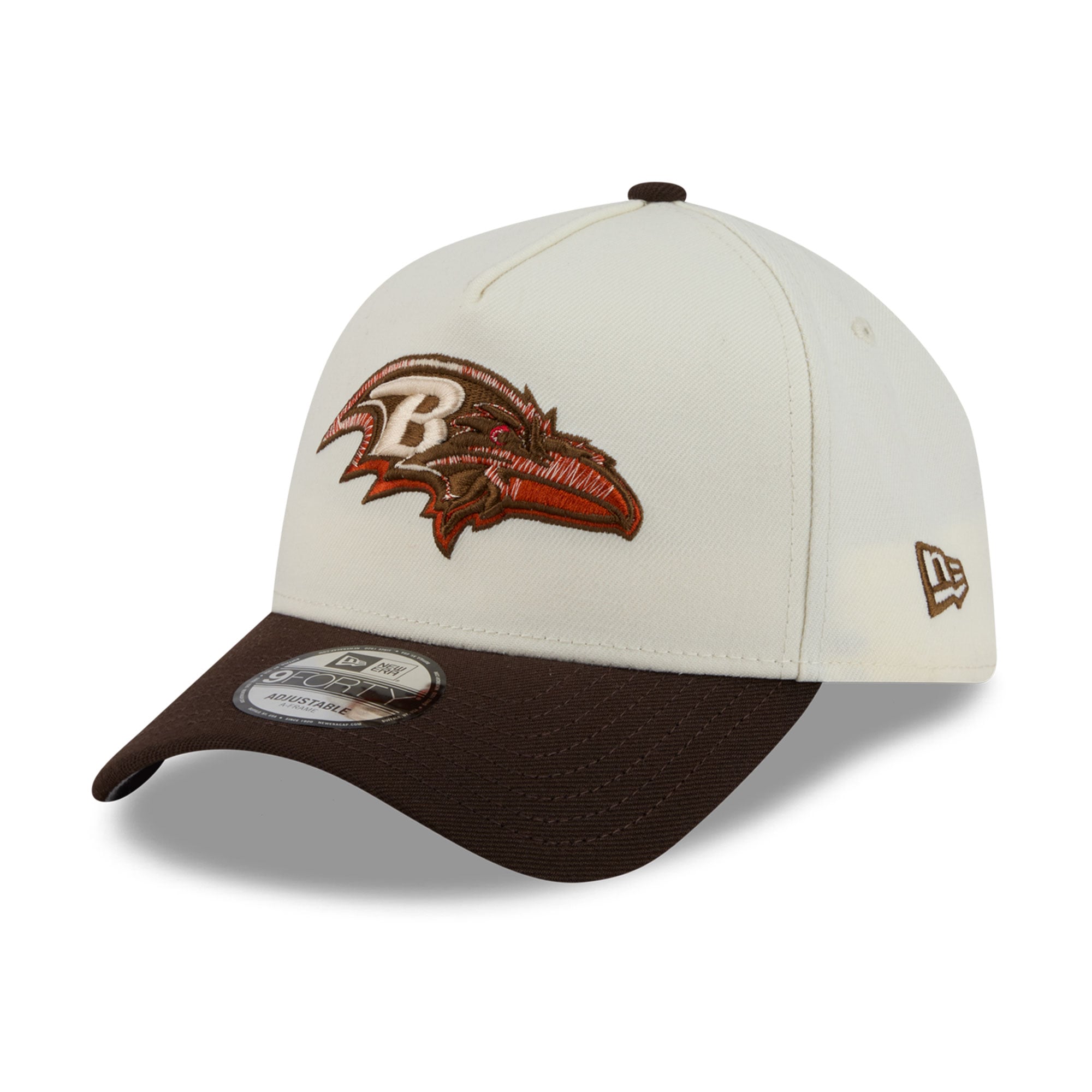 Men's New Era Cream/Brown Baltimore Ravens Pumpkin Spice A-Frame 9FORTY Adjustable Hat