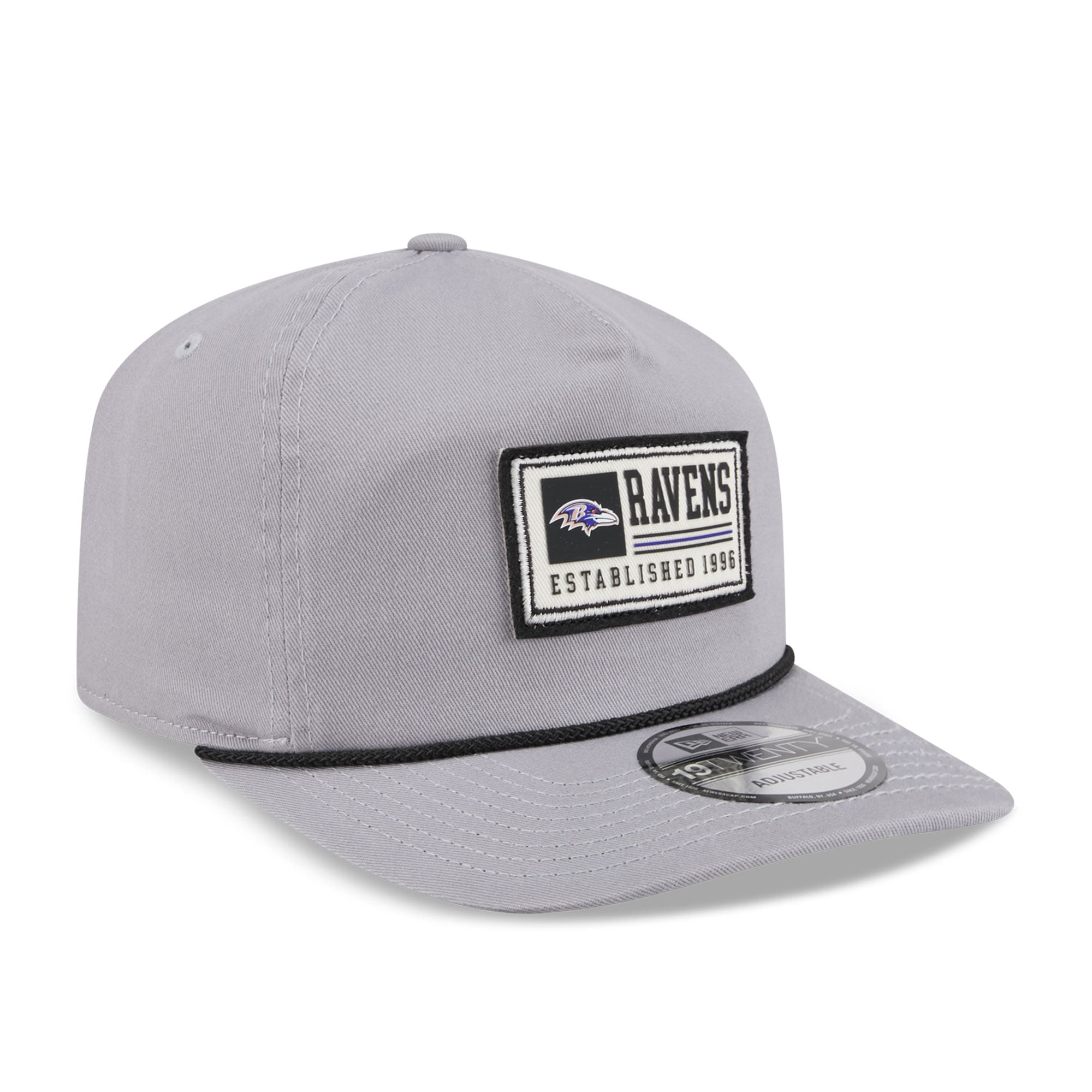Casquette ajustable New Era grise Baltimore Ravens Patch 19TWENTY pour homme