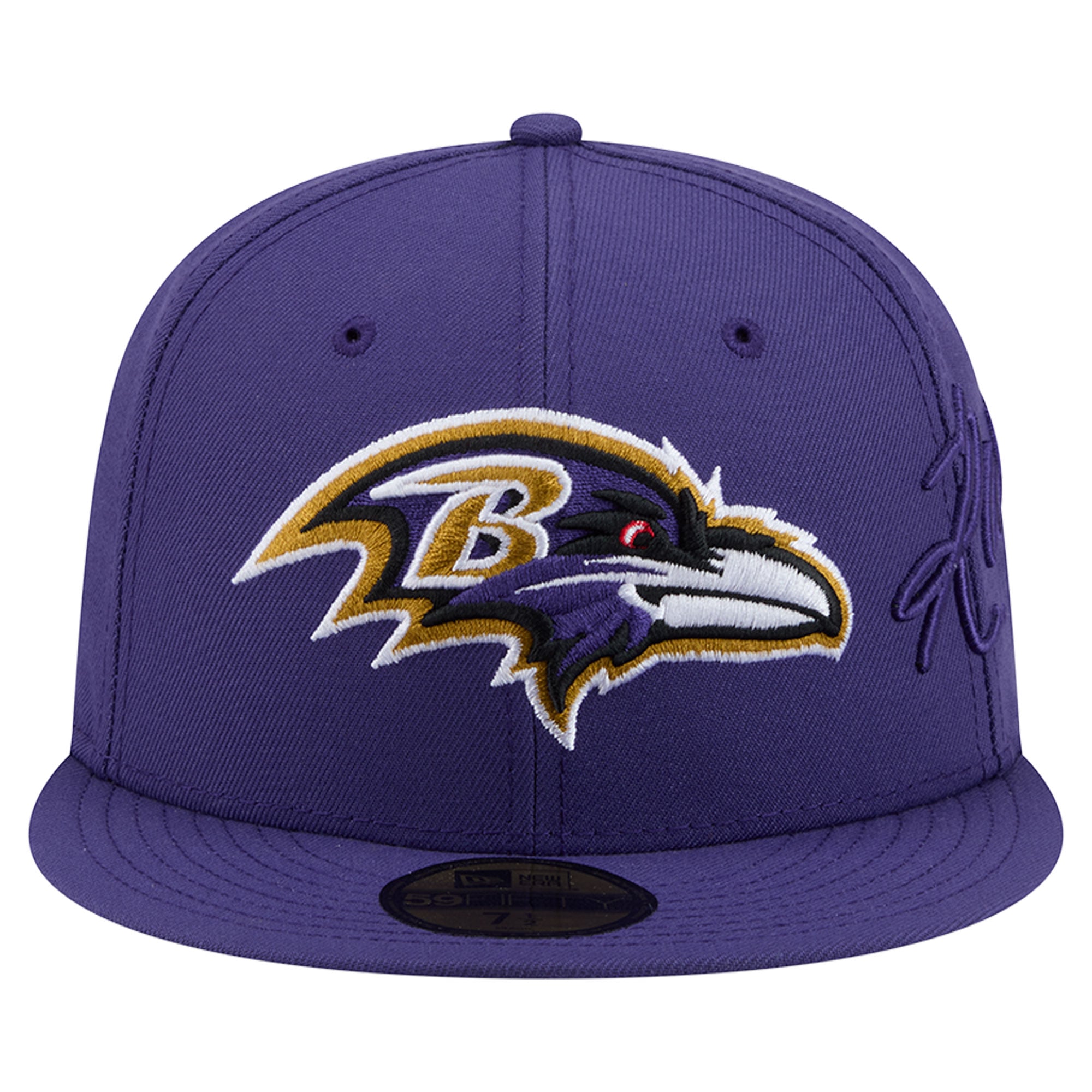 Men's New Era Purple Baltimore Ravens Side Script 59FIFTY Fitted Hat