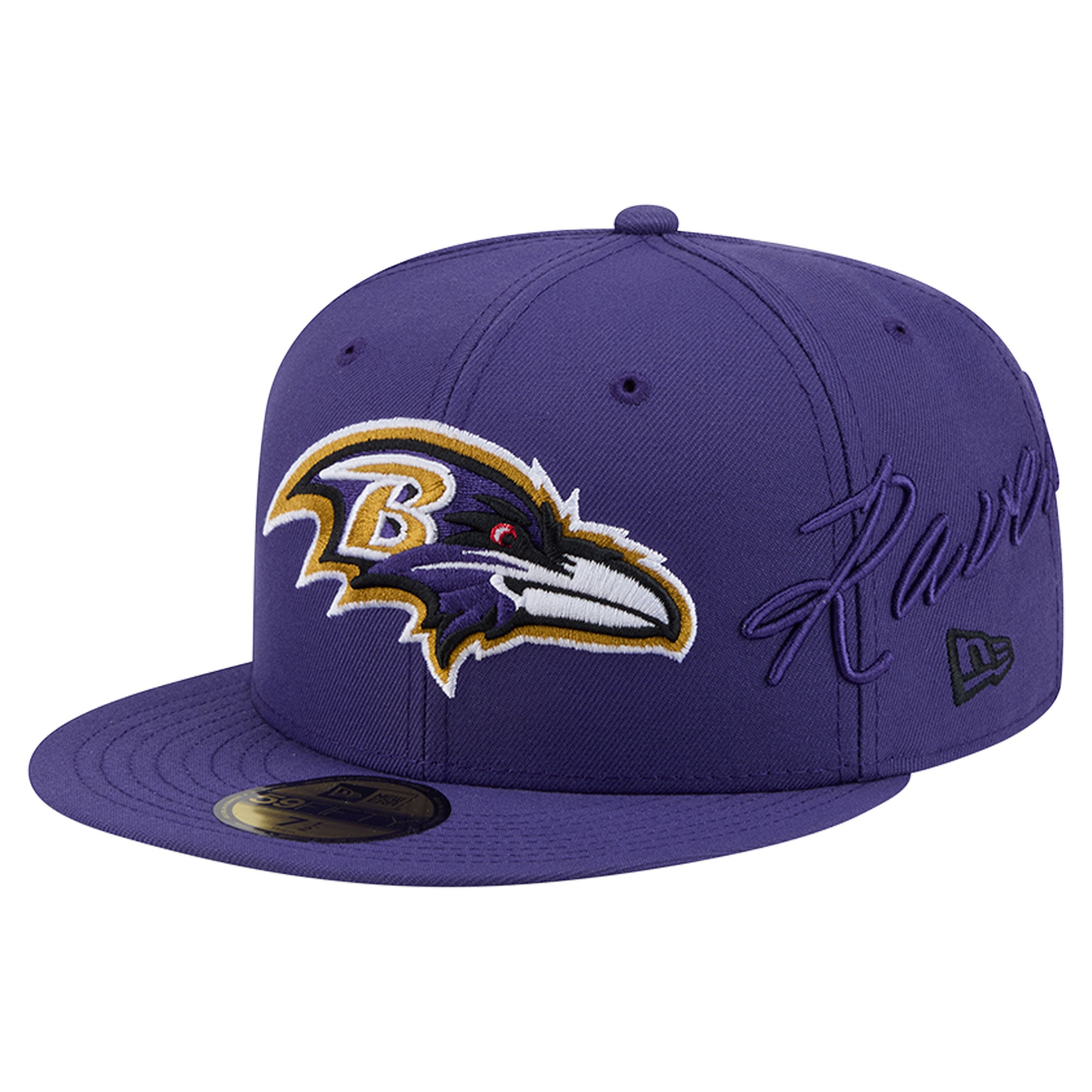 Men's New Era Purple Baltimore Ravens Side Script 59FIFTY Fitted Hat