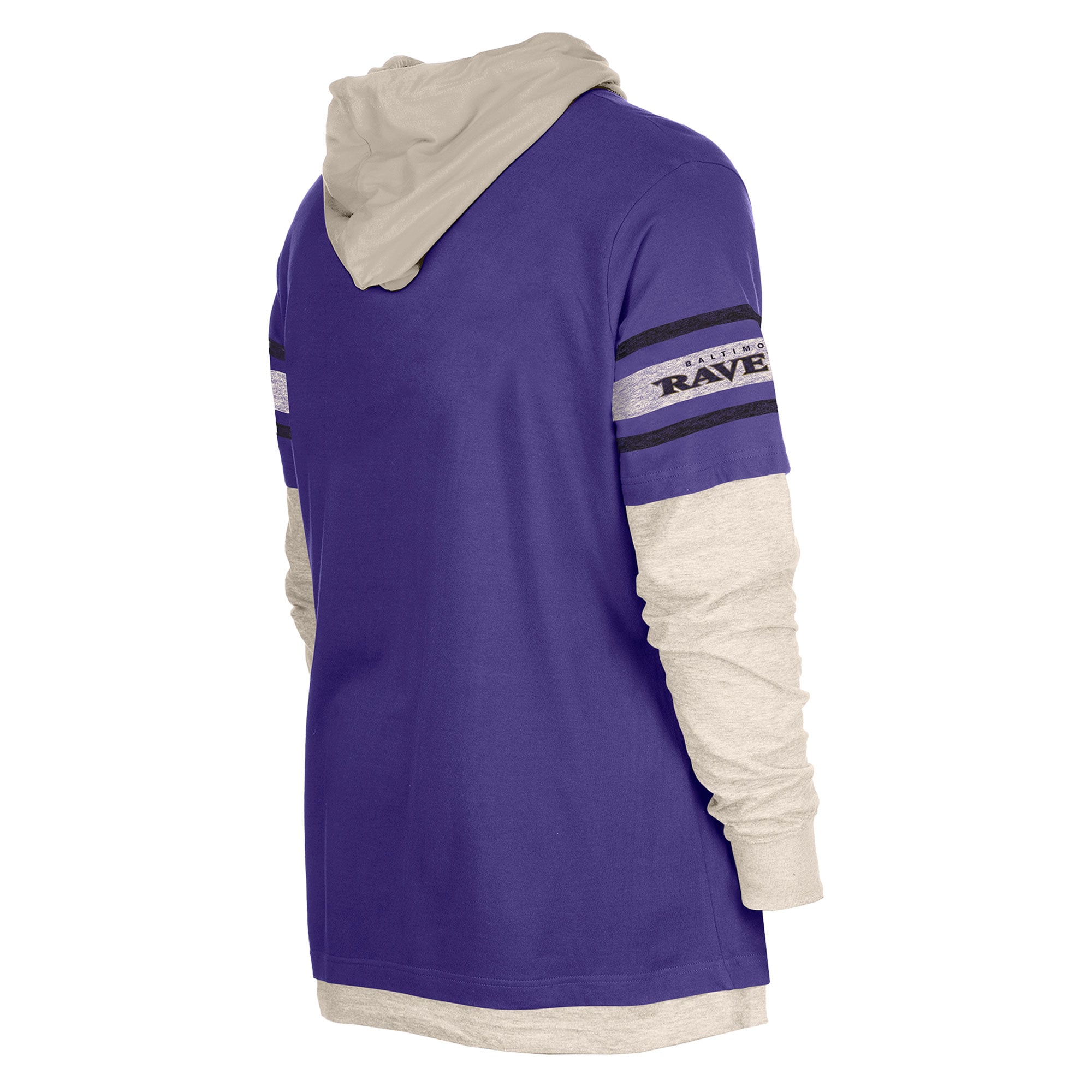 Men's New Era Purple Baltimore Ravens Twofer Layered Long Sleeve Hooded T-Shirt