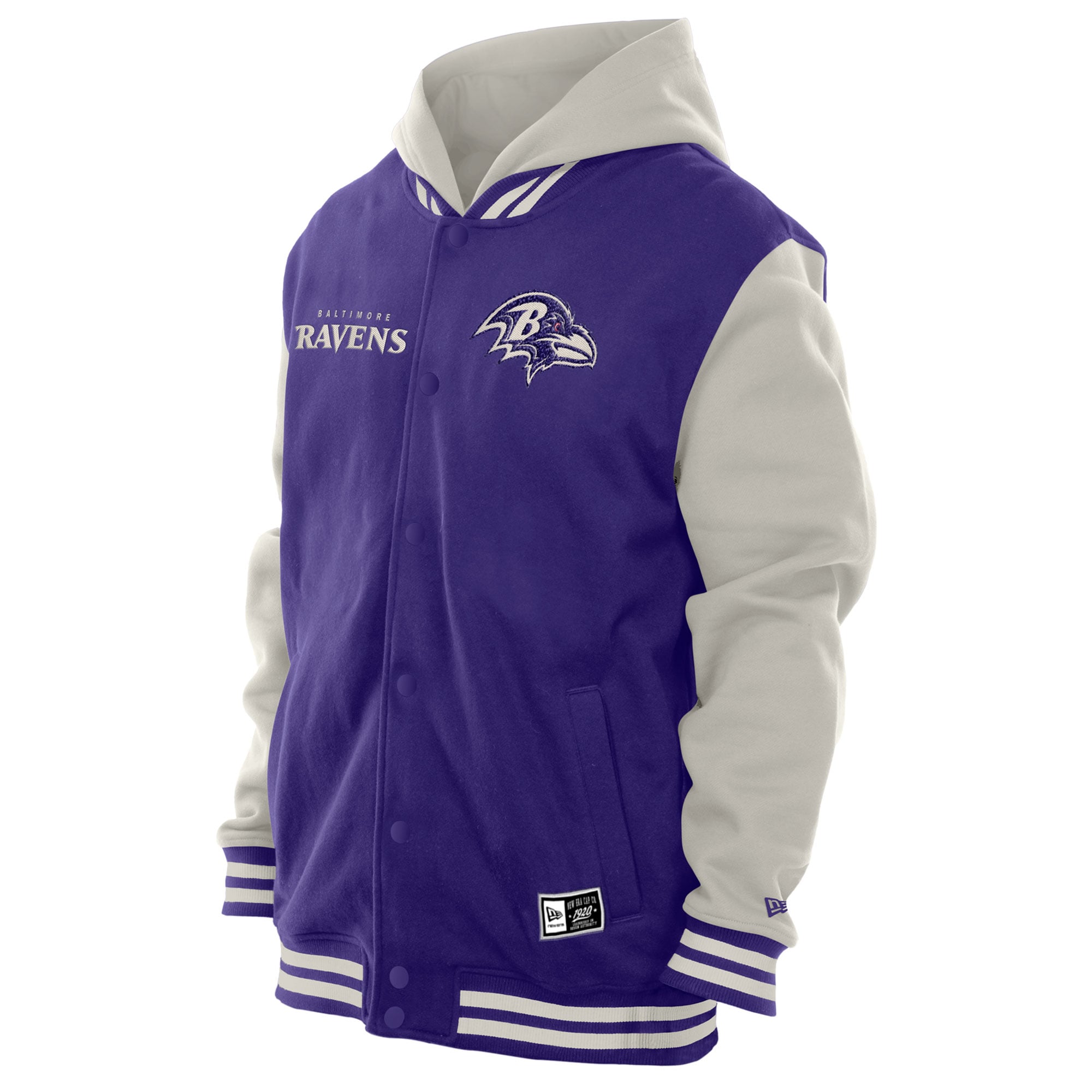 Veste polaire à capuche New Era violette/crème Baltimore Ravens pour homme