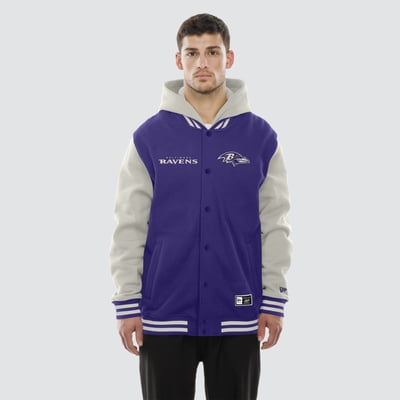 Baltimore Ravens New Era Full-Snap Fleece Hooded Jacket - Purple/Cream
