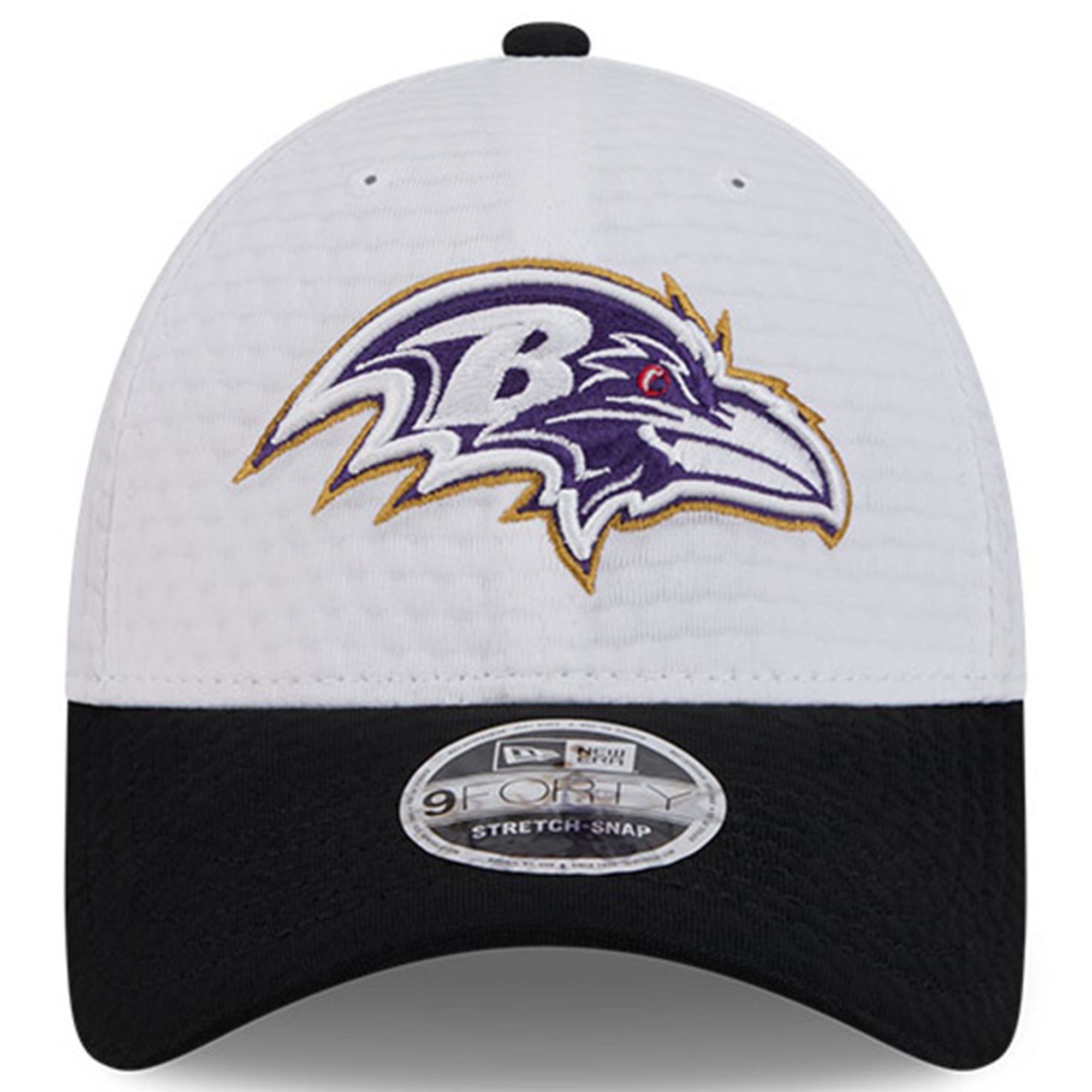 Men's New Era White/Black Baltimore Ravens 2024 NFL Training Camp 9FORTY Adjustable Hat